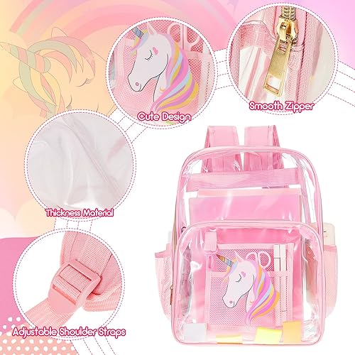 Miniatura 3 de Mochila transparente aprobada por el estadio para niñas, juego de 3 mochilas transparentes para estadios, bolsa transparente aprobada por el