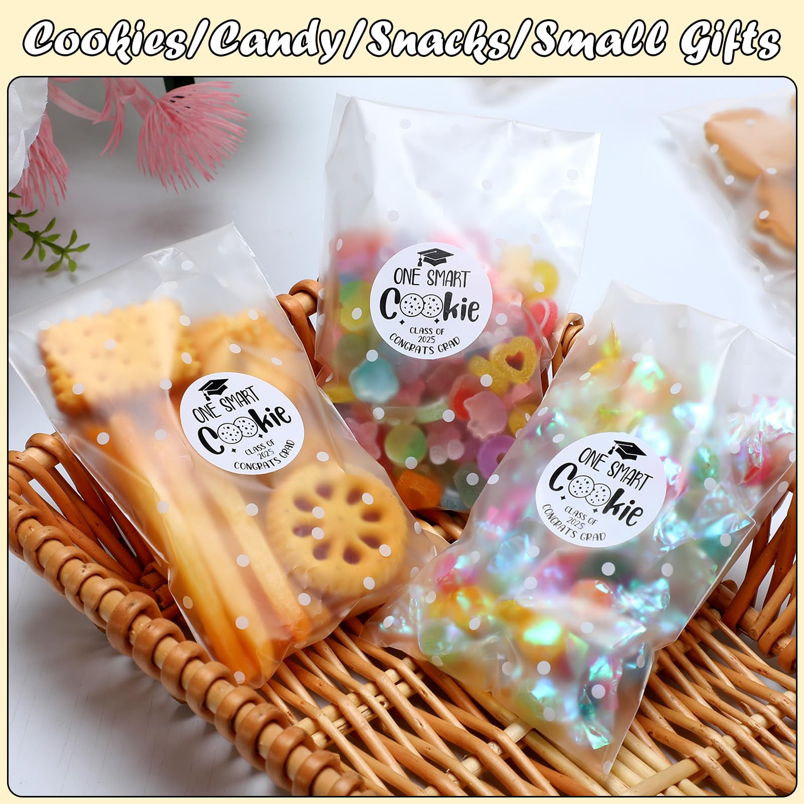 Humyoun 400-Pc Graduation Cookie Bags & Stickers – Class Of 2024 Party Favors, Self-Seal - View #2