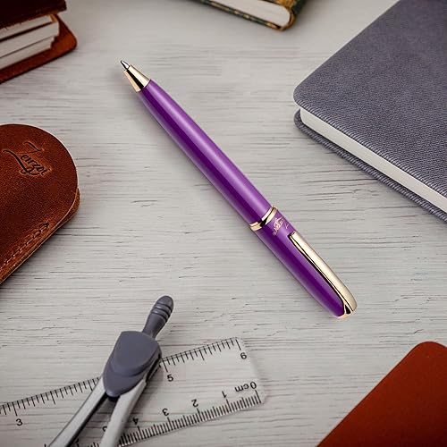 Miniatura 6 de ZenZoi Bolígrafo morado de lujo para mujeres y hombres de metal retráctil para una escritura suave Caja de regalo de gama alta con bolígrafo