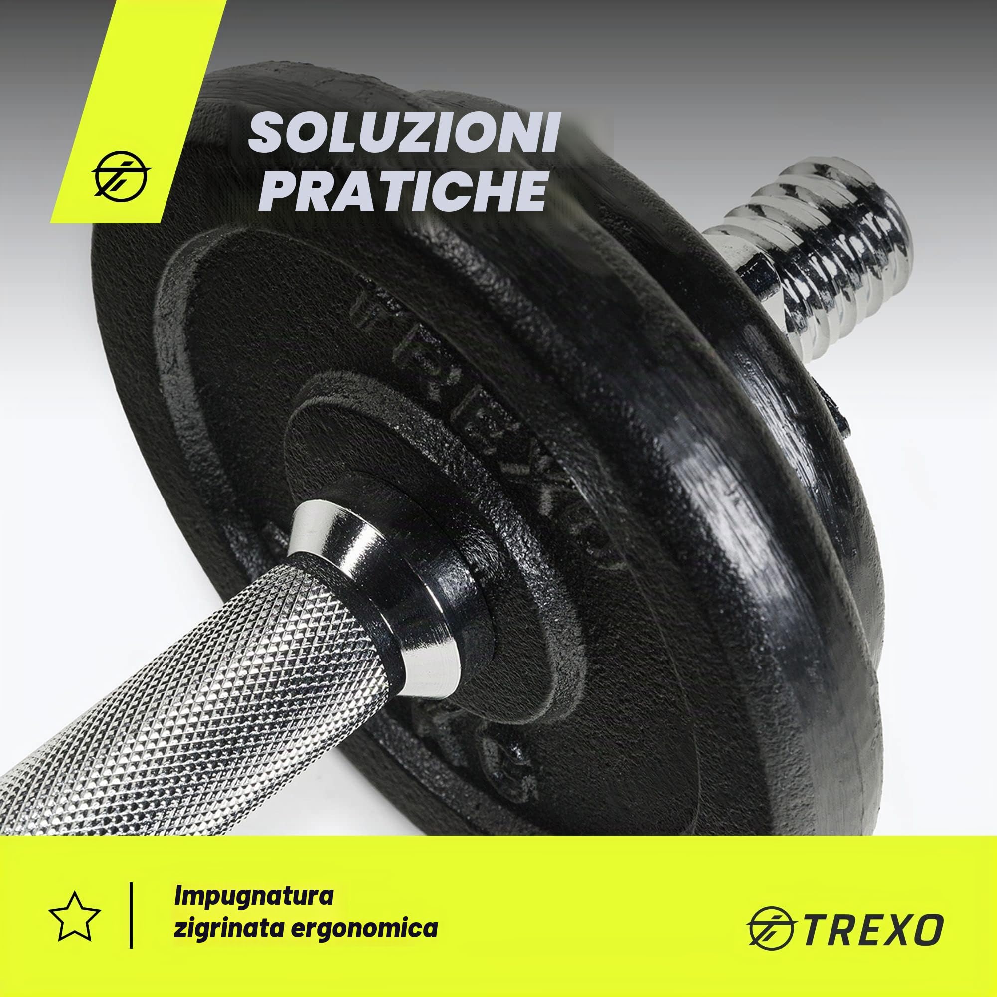 TREXO Set Manubri Regolabile Composto Pesi Palestra Peso Totale di 20| 50 kg in Una Valigetta 8|20 Piastre in Ghisa Gommata per Allenamento a Casa