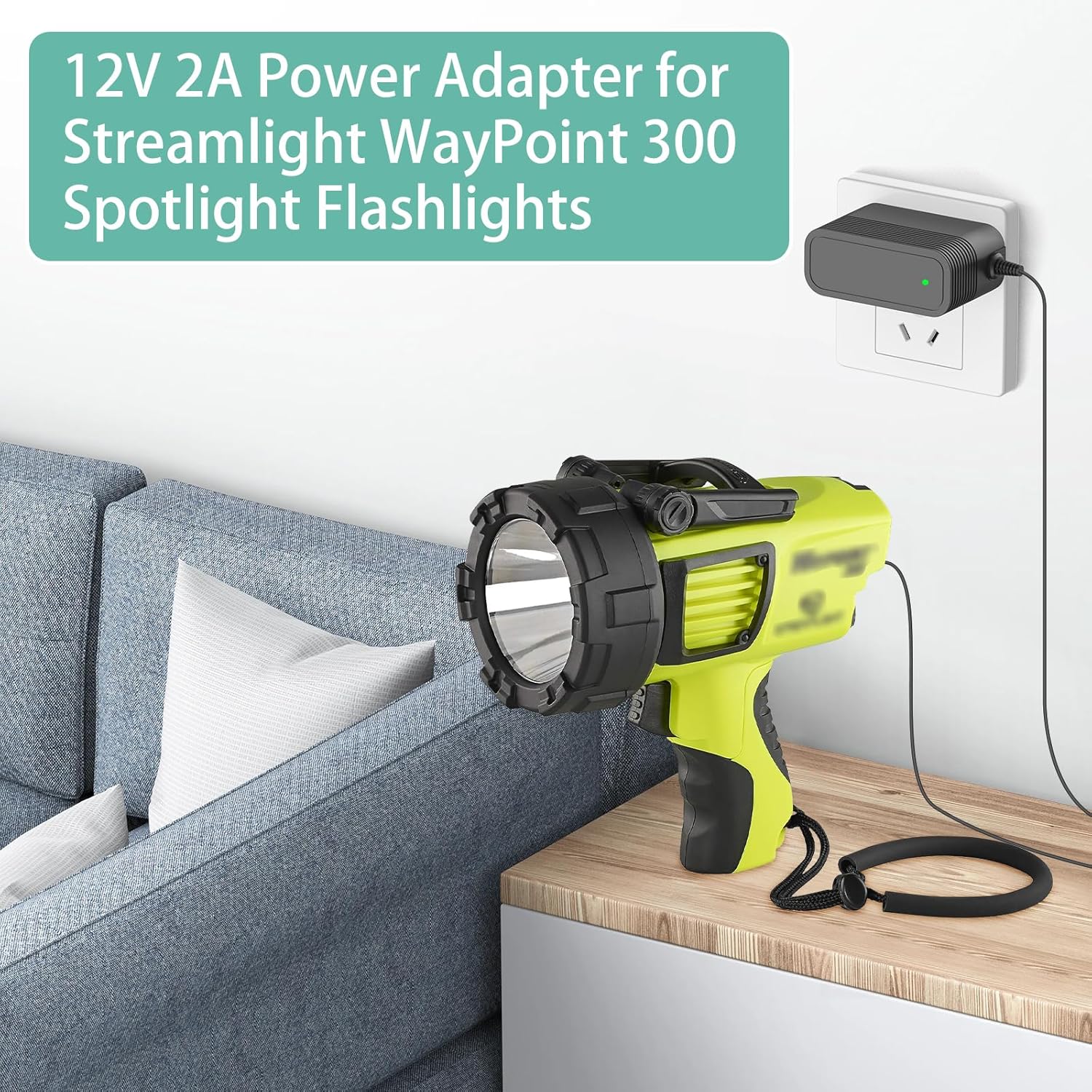 Replacement for Streamlight Charger Compatible with Streamlight WayPoint 300 Spotlight Flashlights,Super Siege Lanterns and Li-ion 8-Unit Bank Replacement Power Cord Parts 44909