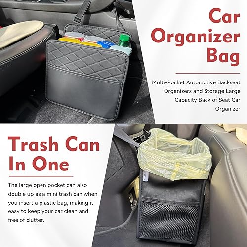 Miniatura 4 de Paquete de 2 organizadores mejorados para asiento trasero de automóvil con bolsillos de almacenamiento, organizador multiusos para colgar el