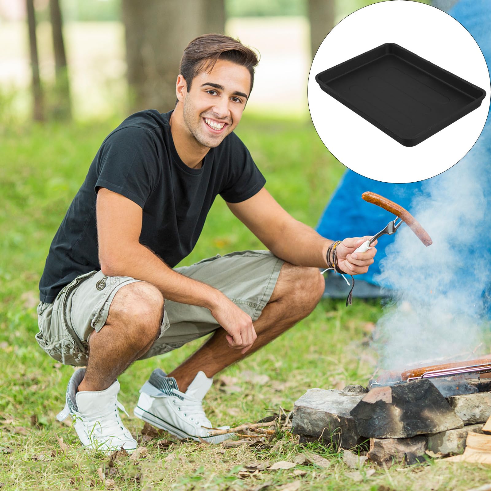 Plaque de Cuisson en Fonte 40x30cm pour Barbecue, Poêle à Griller Anti-adhésive Four et Grillades