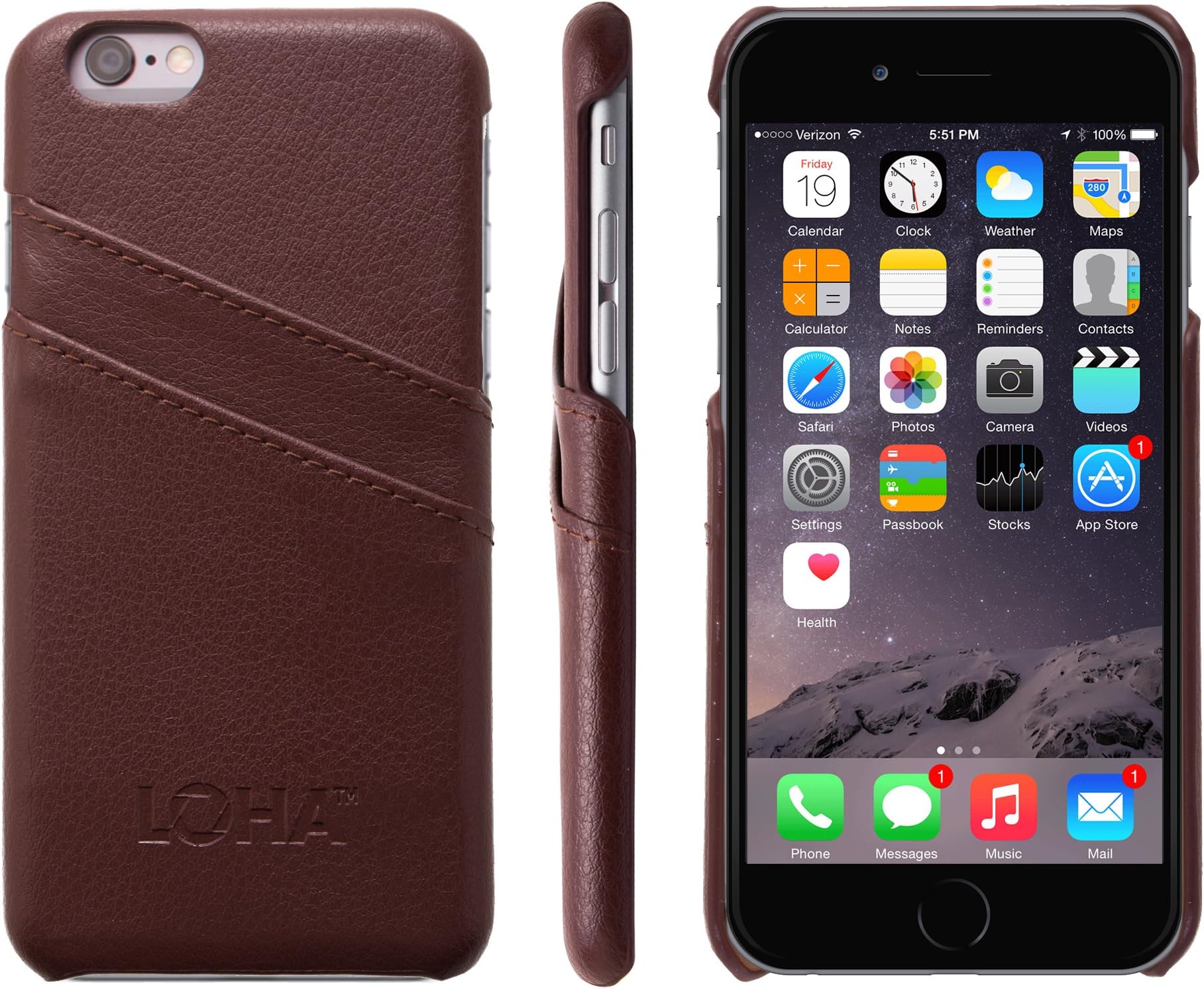 iPhone 6s Card Case, Genuine Leather Wallet Case, Business Style, Slim Fit, Executive Snap On Cover with Two Slots to Hold Cards and Cash in Vintage Brown (4.7 inch)