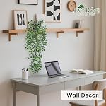 Der Rose 1Pcs 34'' Faux Plantes de suspension artificielles Faux Pots Plantes pour salle de bain Table de mur Décor Intérieur , 34' de verdure en cascade avec pot noir pour salle d'eau, étagère, bureau et décoration murale; pas d'arrosage nécessaire