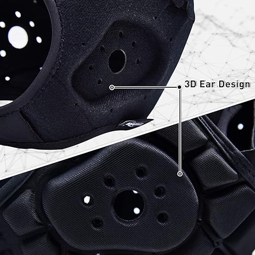 Miniatura 32 de COOLOMG Casco de fútbol con bandera de carcasa suave, casco de rugby 7v7, gorra de fútbol con relleno, protector de cabeza ajustable para jóvenes