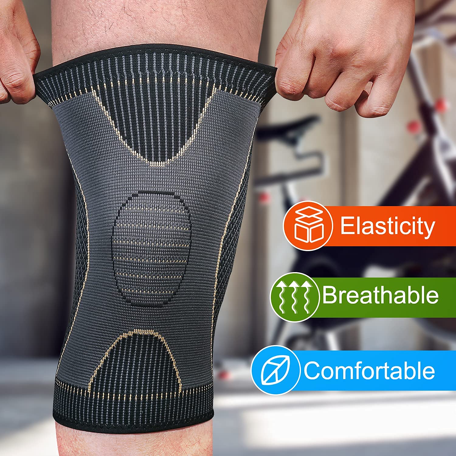 JHVW Ginocchiere in rame per dolore al ginocchio (confezione da 2) - Ginocchiere a compressione per uomini e donne, artrite, allenamento