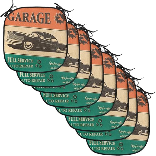 Miniatura 36 de Lunarable Cojín retro para silla, dibujo de chica a la moda en tierra primavera campo margaritas arte, acolchado de asiento para cocina y patio con