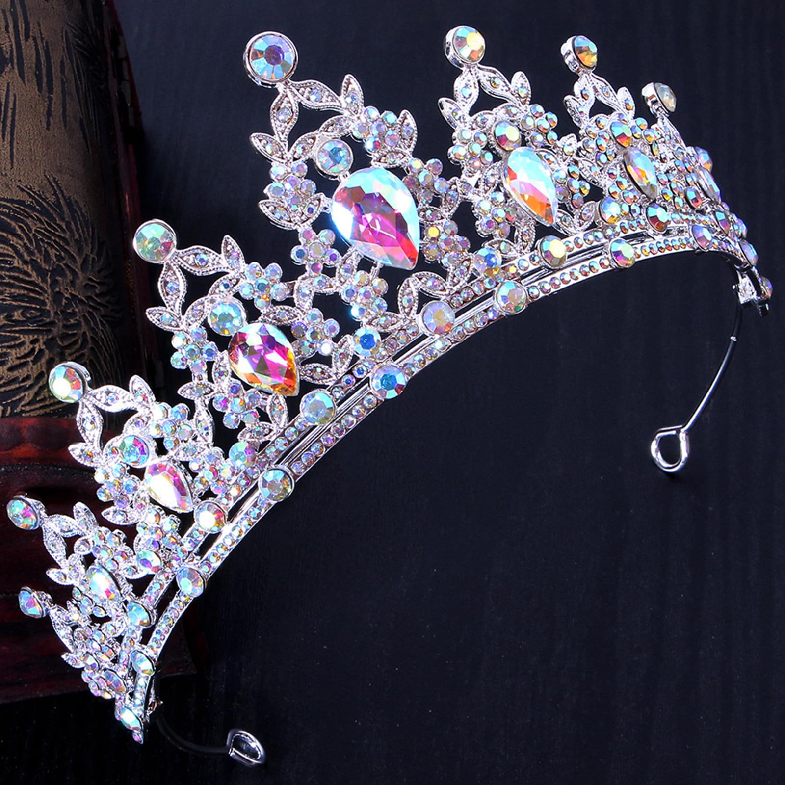 Queen Crown Rhinestone Wedding Crowns, Crystal Tiaras for Women for Birthday Prom Pageant Party (Silver Full AB)