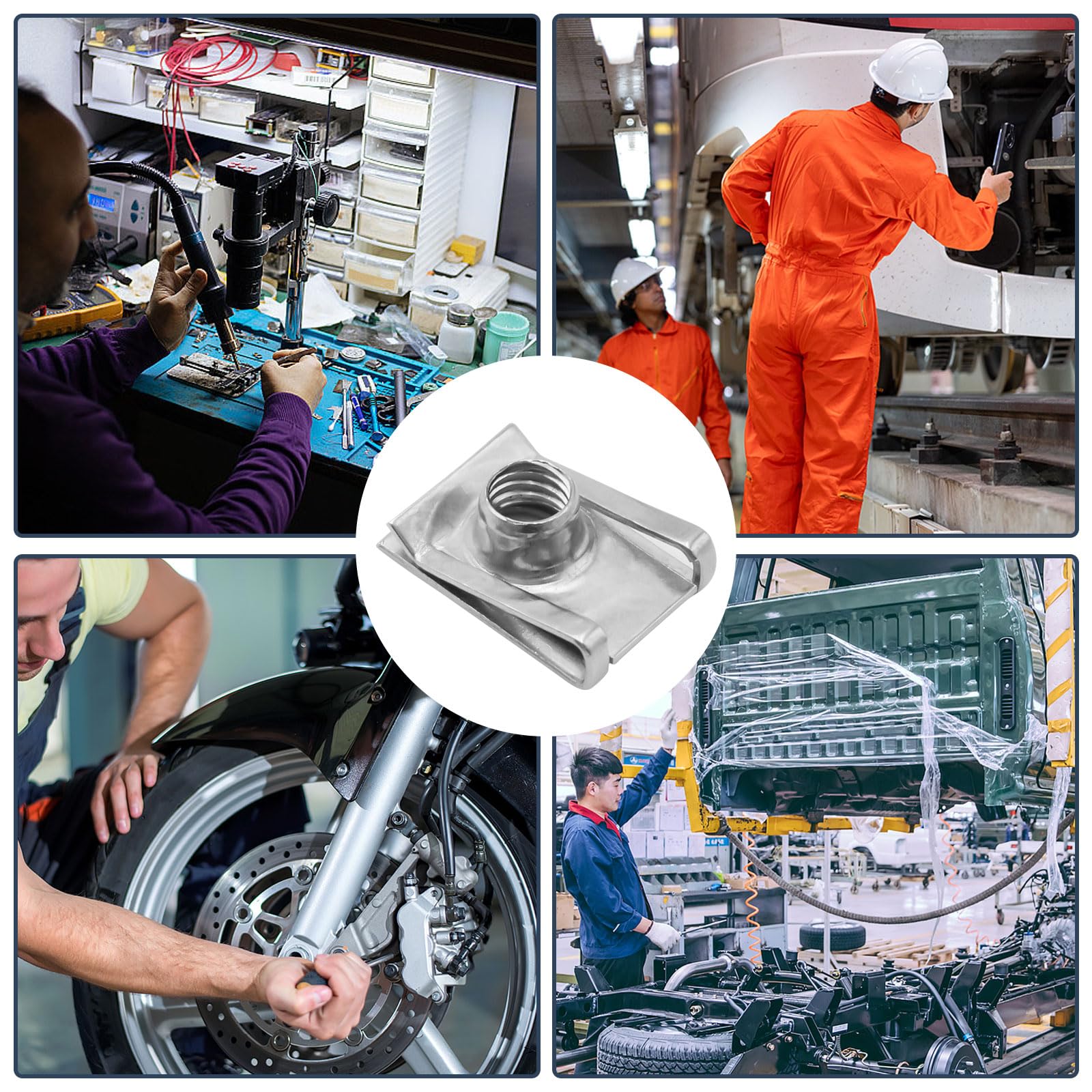 100 pezzi Dadi a U Clip di Fissaggio per Auto Carrozzeria, M4 M5 M6 M8, Set Dado a Clip Filettato in Acciaio Inossidabile, Bulloni Dadi a Clip a U per Carrozzeria