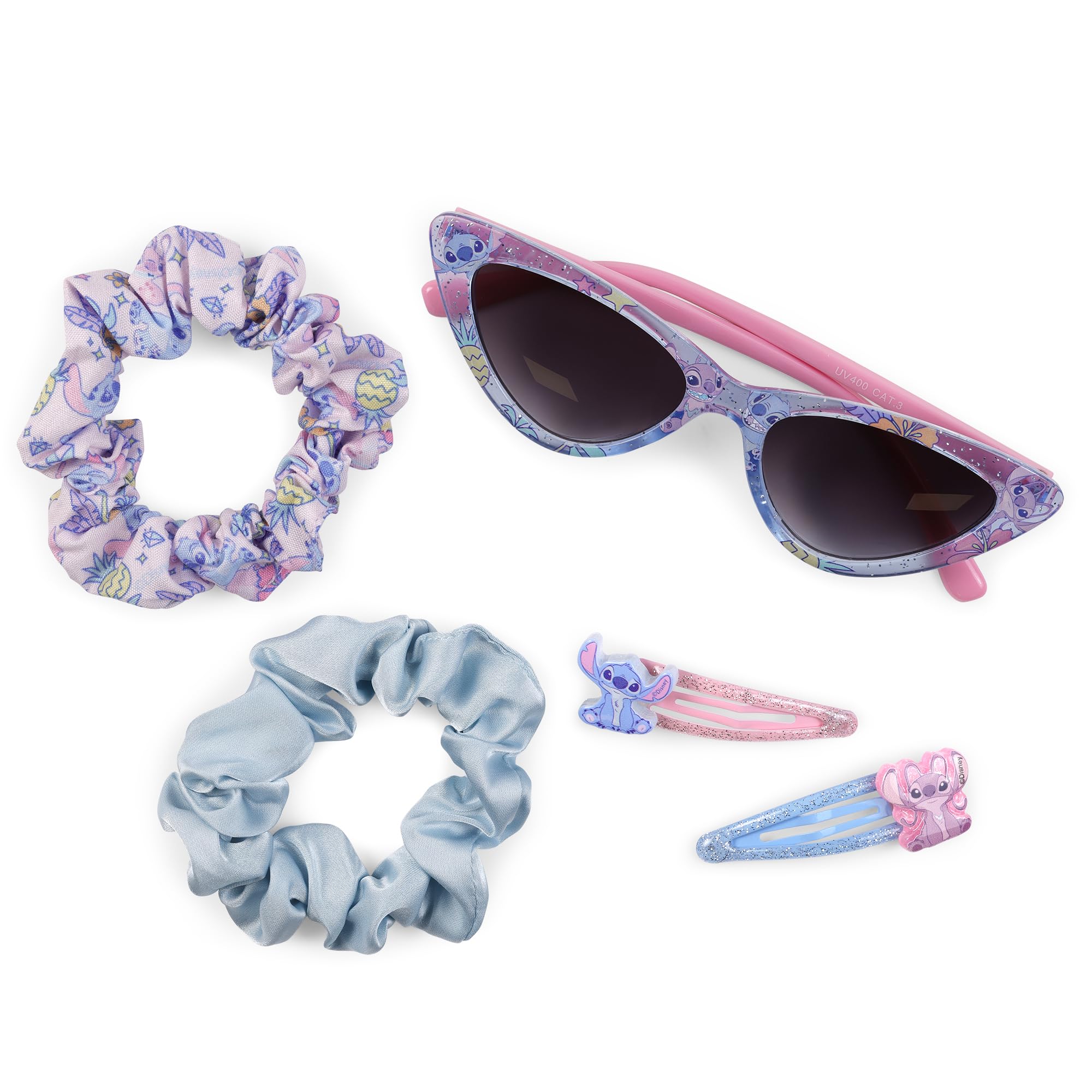 CERDÁ LIFE'S LITTLE MOMENTS | Stitch Beauty Set for Girls with Sunglasses, Clips and Hair Ties - Fun and Functional Style for Hairstyles, Multi-Colour, One Size, Multicolored, One size