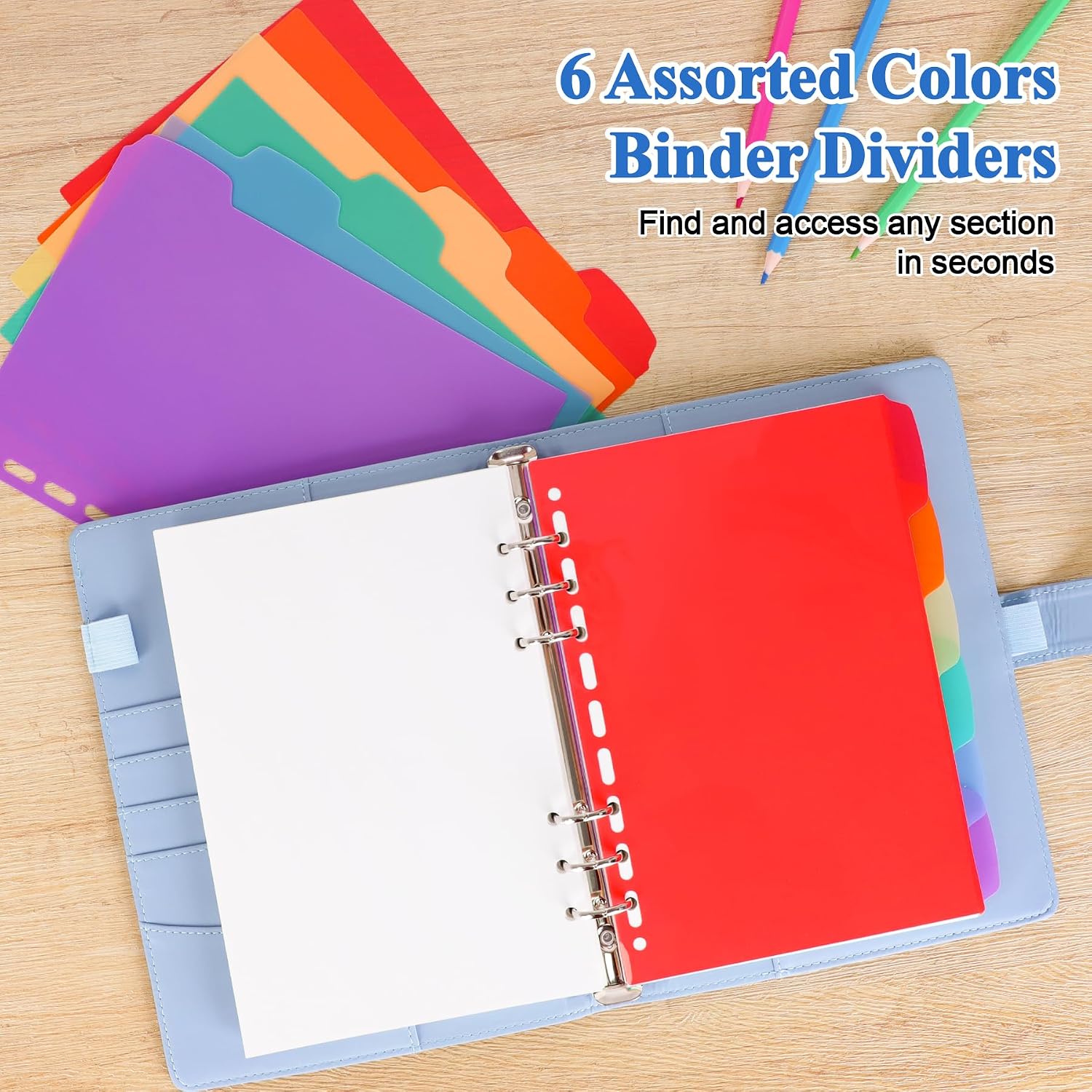 A5 Blank Refill Paper 6-Hole Planner Inserts for A5 6-Ring Binders, 135 Sheets Planner Refills Loose Leaf Filler Paper with Binder Dividers for Refillable Notebook, Journal, Sketchbook, Dairy