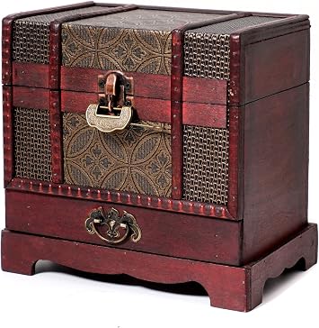 C2 Wooden Chest with drawer for collectible Fantasy Coins Card Games Dice Counter Deck of Cards Table Top Role Playing Jewelry Box Tabletop DND DnD TTRPG RPG