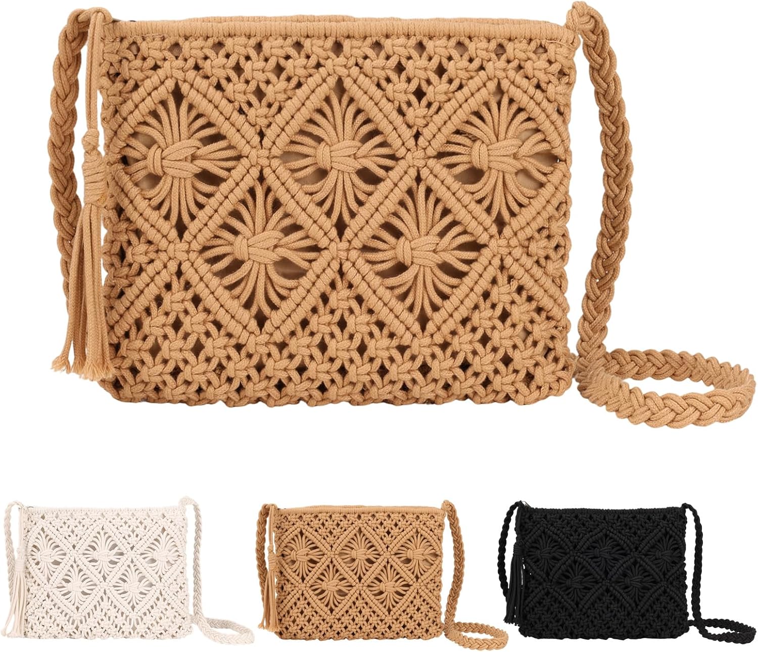 Straw Crossbody Bag for Women Bohemian Shoulder Bag Woven Crochet Purse For Summer Beach Travel Clutch Handbag - Amazon product rated Grade B