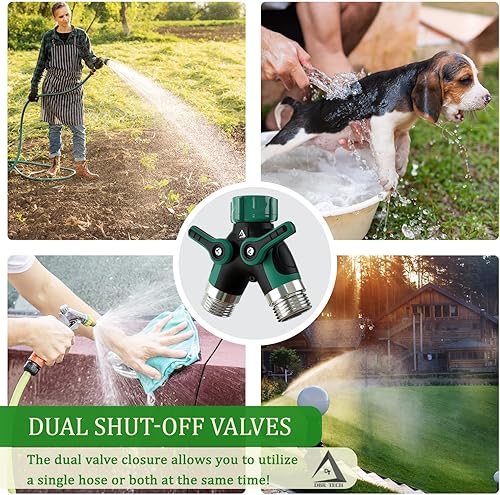Miniatura 8 de Divisor de manguera de 2 vías, conector de metal resistente, divisor de manguera de jardín bidireccional, adaptador de babero de grifo de grifo de