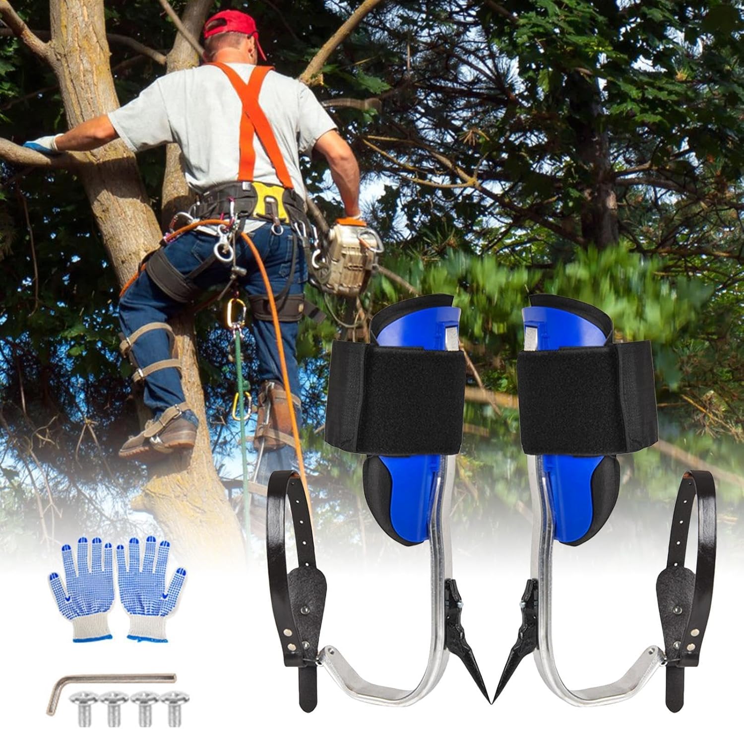 Tree Climbing Spikes, Portable Climbing Gear Kit - Heavy Duty Tree Harness Climbing Equipment for Climbing Trees - Pole Climbing Equipment
