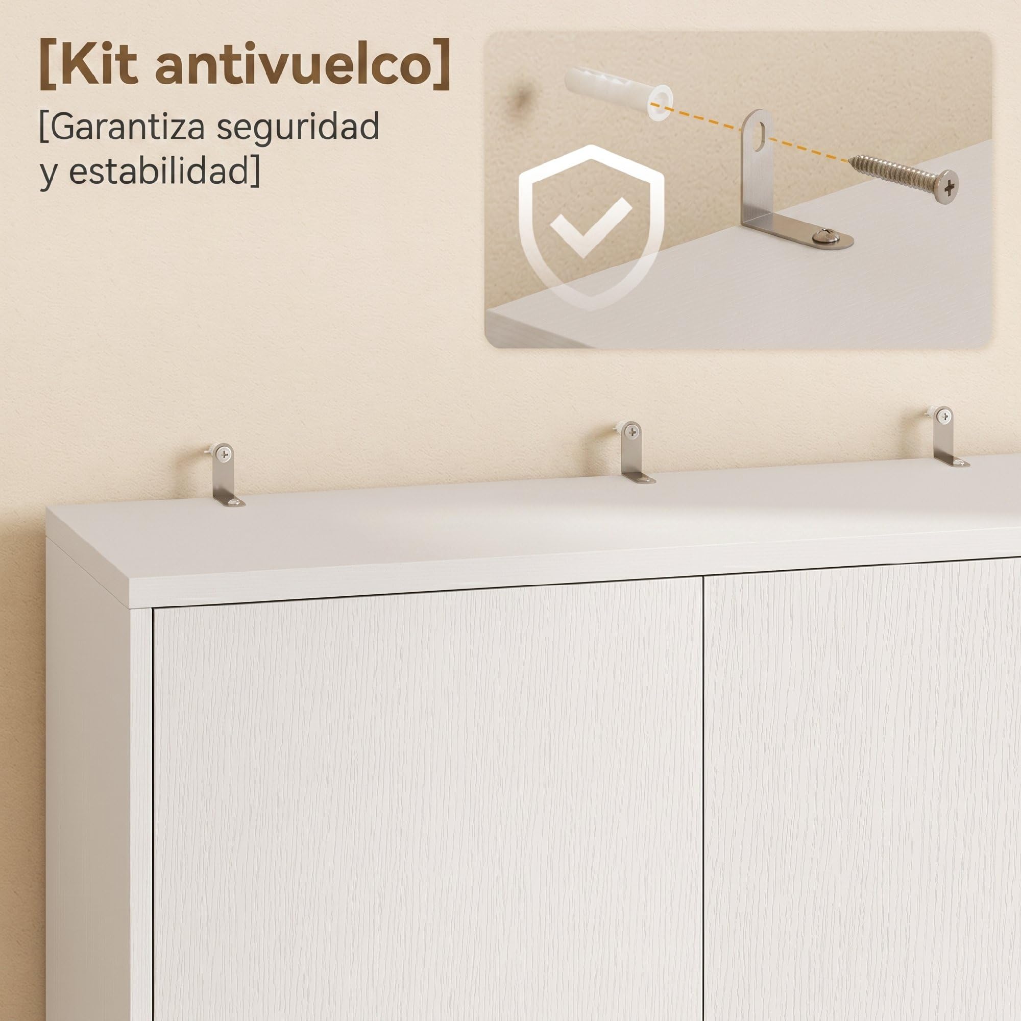 HOMCOM Mueble Auxiliar de Cocina, Aparador de Cocina con Soporte para Microondas, 2 Cajones, 2 Puertas, Estante Ajustable y Panel Perforado de Metal con 4 Ganchos, para Salón, 60x40x170 cm, Blanco