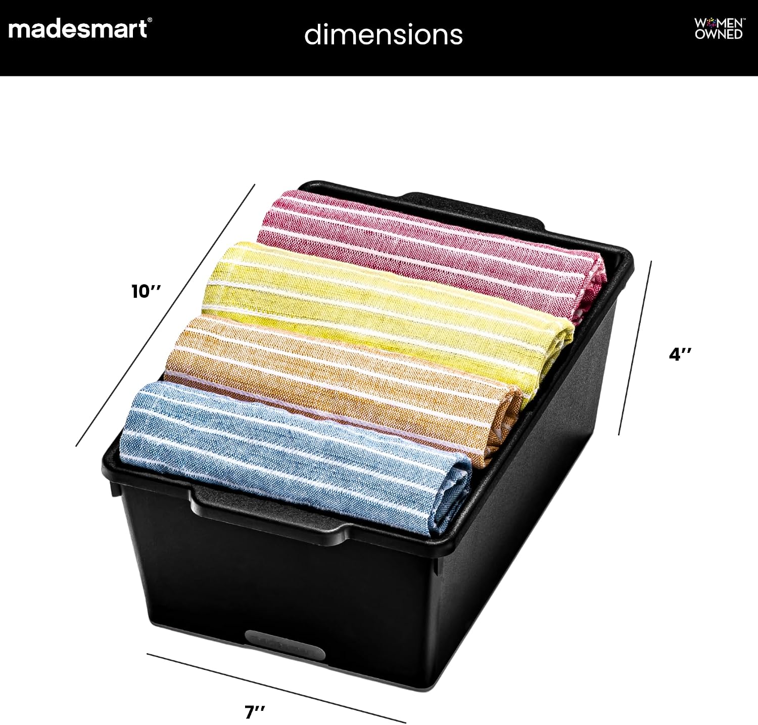 madesmart Small Deep Storage Bin, Multipurpose Organizer for Kitchen, Bathroom & Office, Organizer for Cutlery, Peeling Tools, Spatulas, Non Slip, Soft Grip Lining, Durable, Carbon