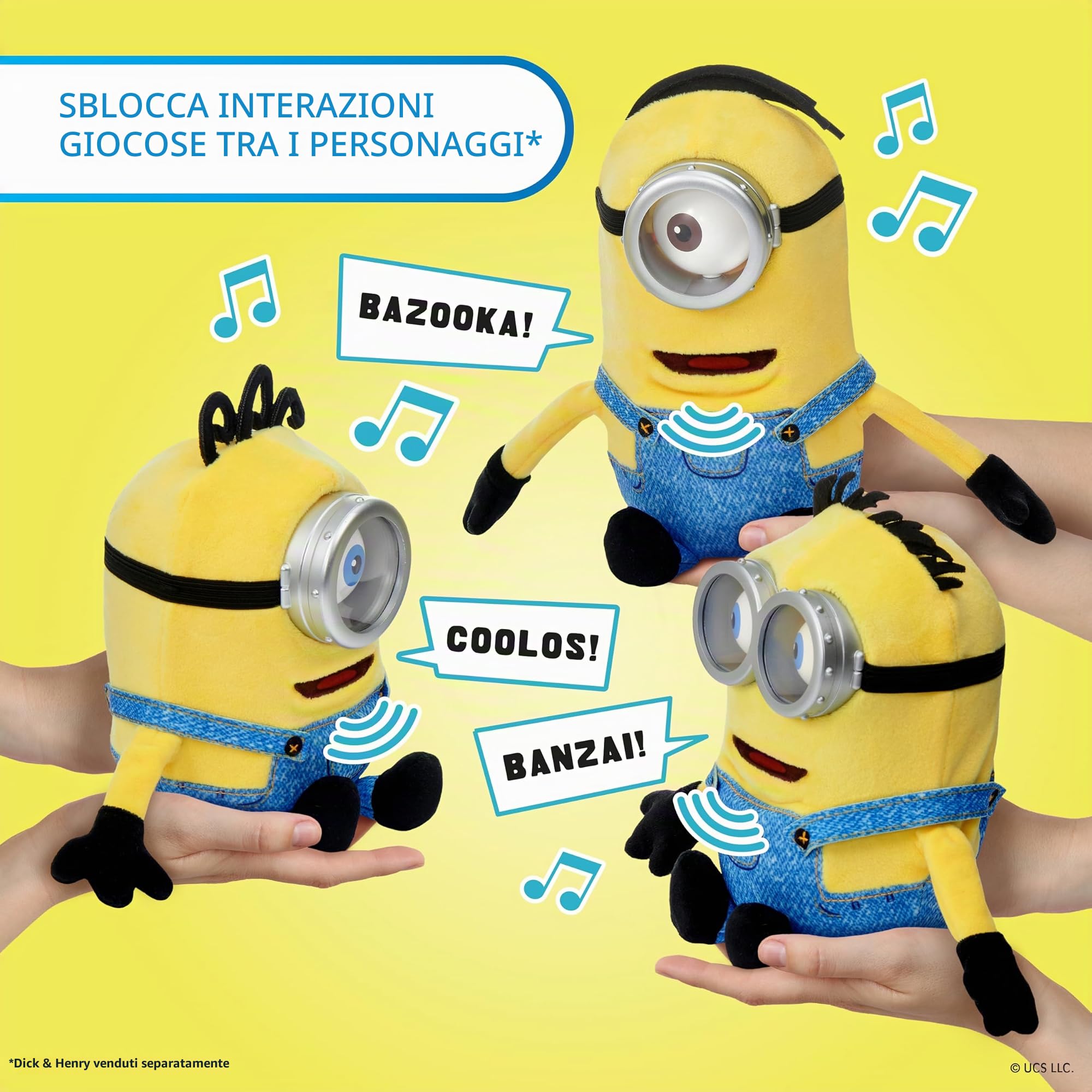 WOW! STUFF Minions Palm Puppetronic - James | 40+ suoni e azioni | Occhio lampeggiante e bocca mobile | Coppie con Minions Henry & Dick Palm Puppetronics | Per fan dai 6 anni in su