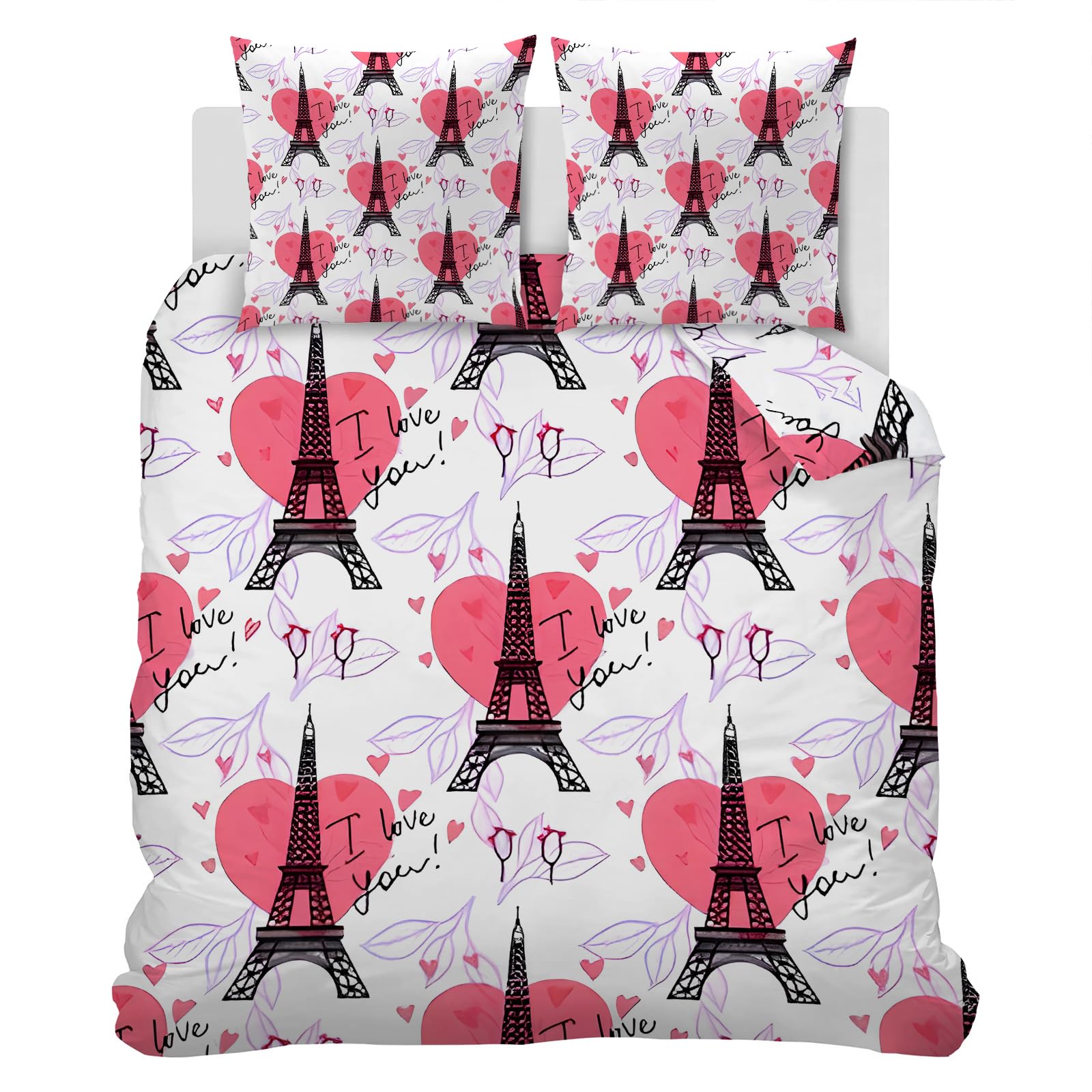 Housse couette en microfibre 140x200 haut de gamme avec fermeture éclair et taies 65x65