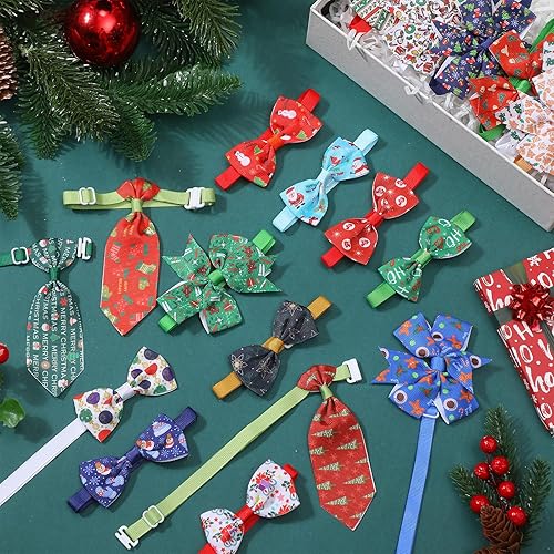 Miniatura 5 de Abbylike Juego de 300 corbatines de Navidad para perros, incluye 100 corbatines para perros, 100 collares de lazo, 100 corbatas para perros con