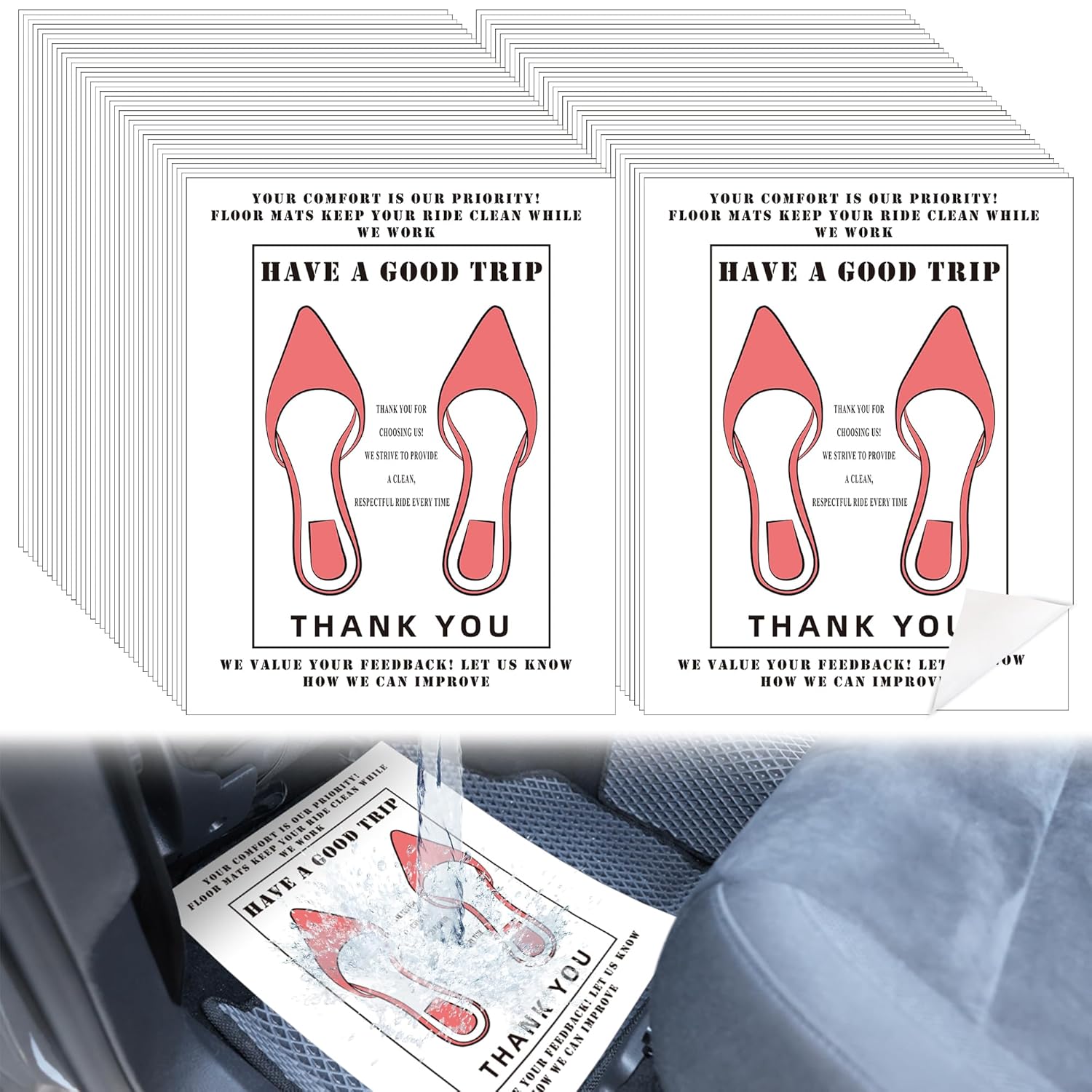 100 PCS Kraft Paper Floor Mats for Car AHIER 20 H x 16 W Disposable Waterproof Vehicle Paper