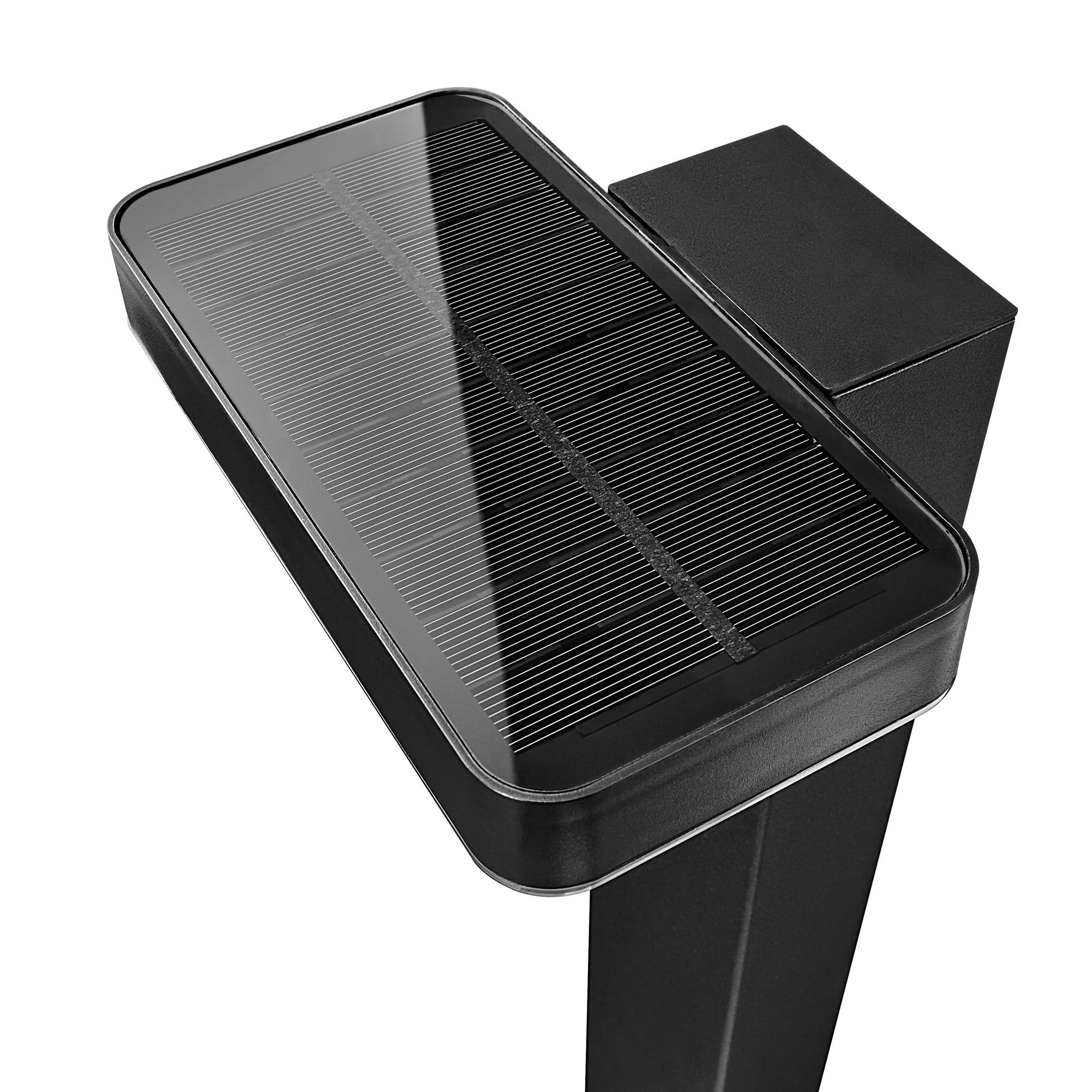 Nordlux RICA SQUARE SOLAR Pollerleuchte 2er-Set – Solarbetrieben mit Bewegungssensor, IP44 Outdoor, 3000K Warmweiß, 380 Lumen, Kabellos mit Erdspieß, Schwarz – Ideal für Gartenwege & Beete
