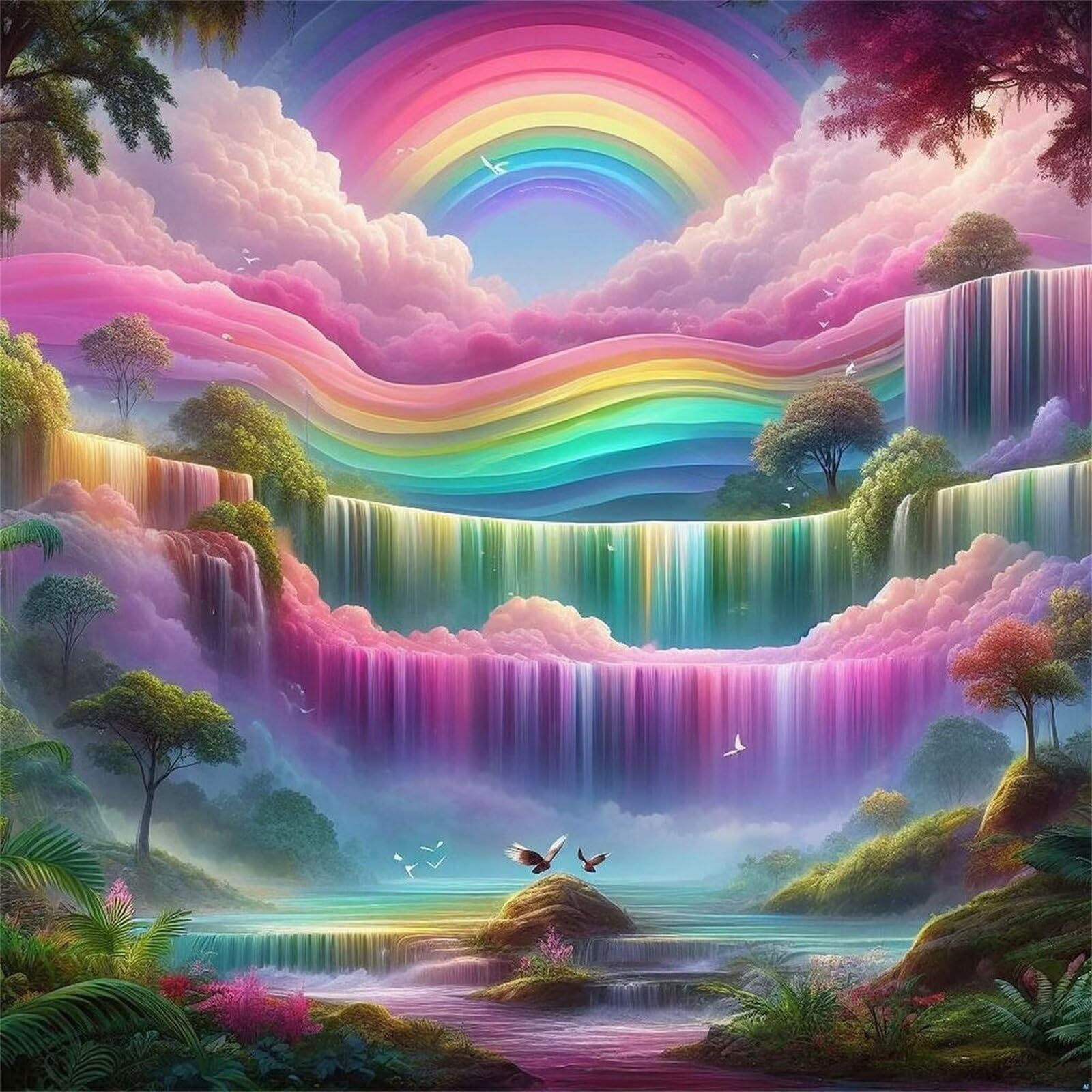 Puzzle 1000 elementów dla dorosłych, tęczowy wodospad, klasyczne puzzle 65 x 65 cm, gra zręcznościowa dla całej rodziny, kolorowe układanie puzzli, dekoracja domu