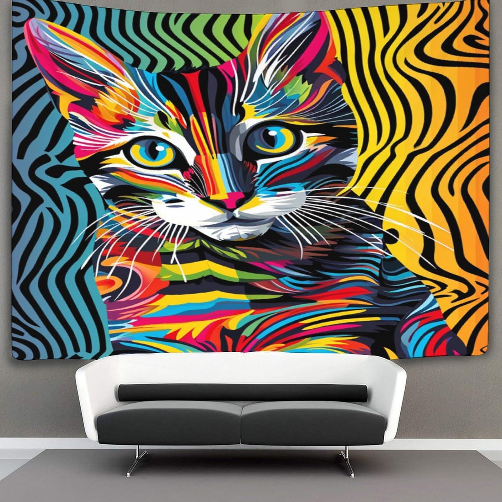 kaiyun Cute Cat Tapestry Cartoon Animals Tapestries 3D Wall Hanging Home Decorations for Room 150cmx200cm