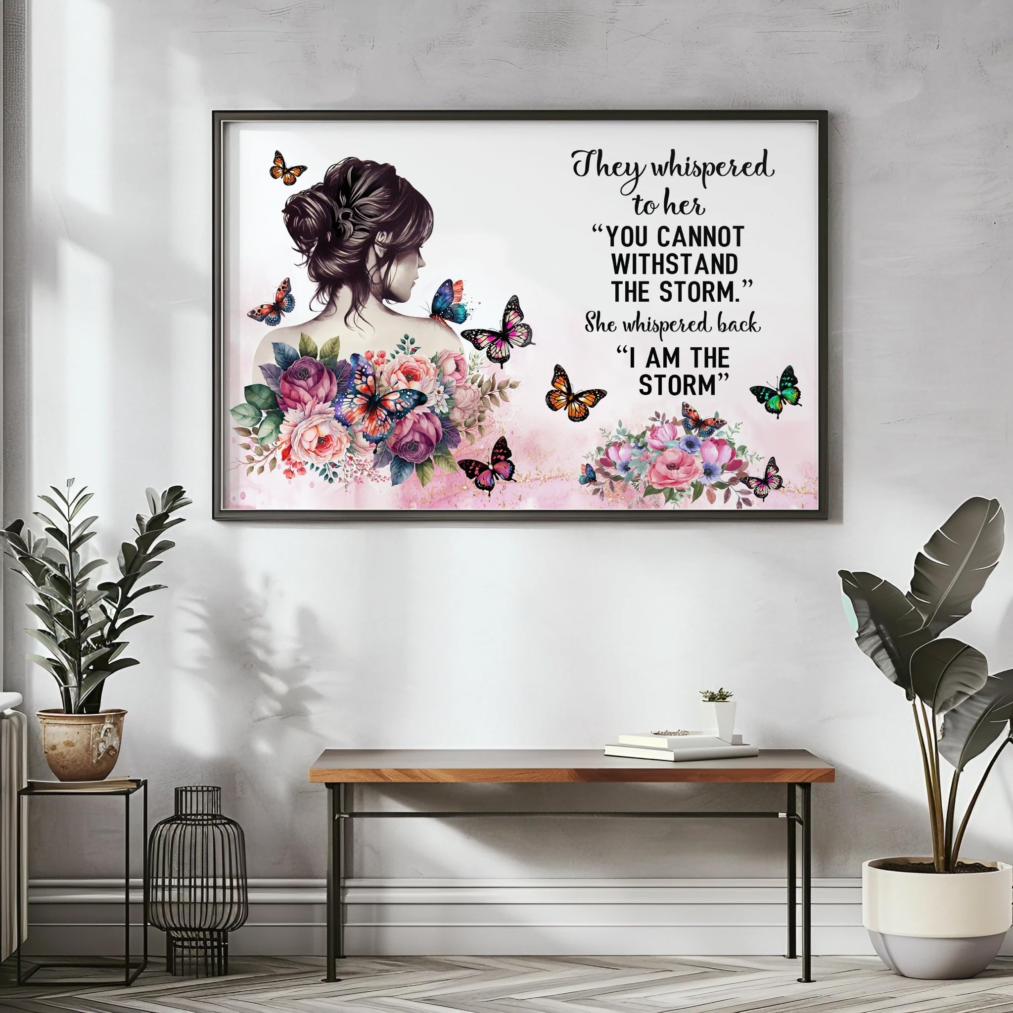 Poster decorativo da parete con scritta in lingua inglese They Whispered To Her You Cannot Withstand The Storm I Am The Storm She Whispered Back, regalo divertente, 20,3 x 30,5 cm