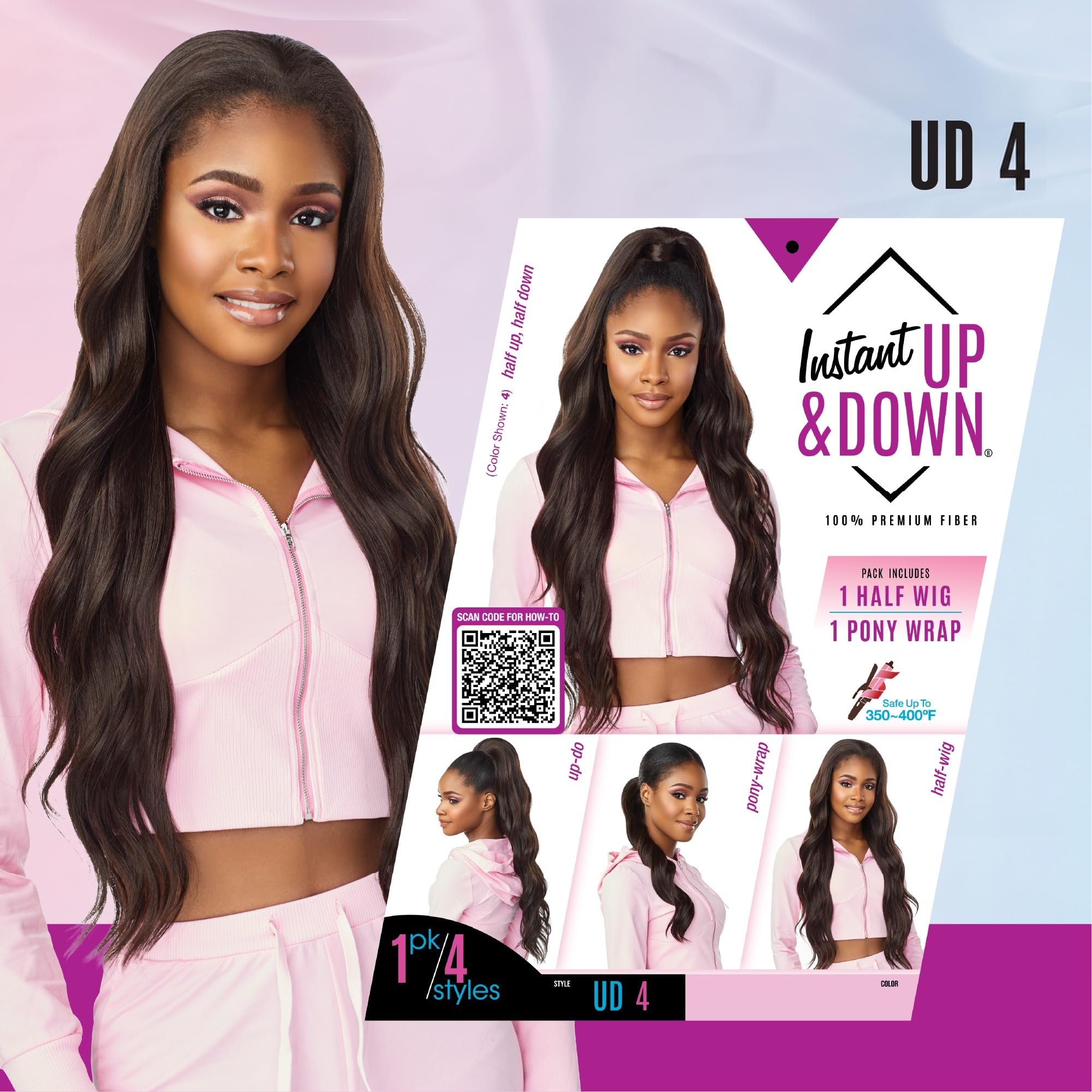 Sensationnel Instant Up and Down Half Wig and Ponytail Wrap 4-in-1