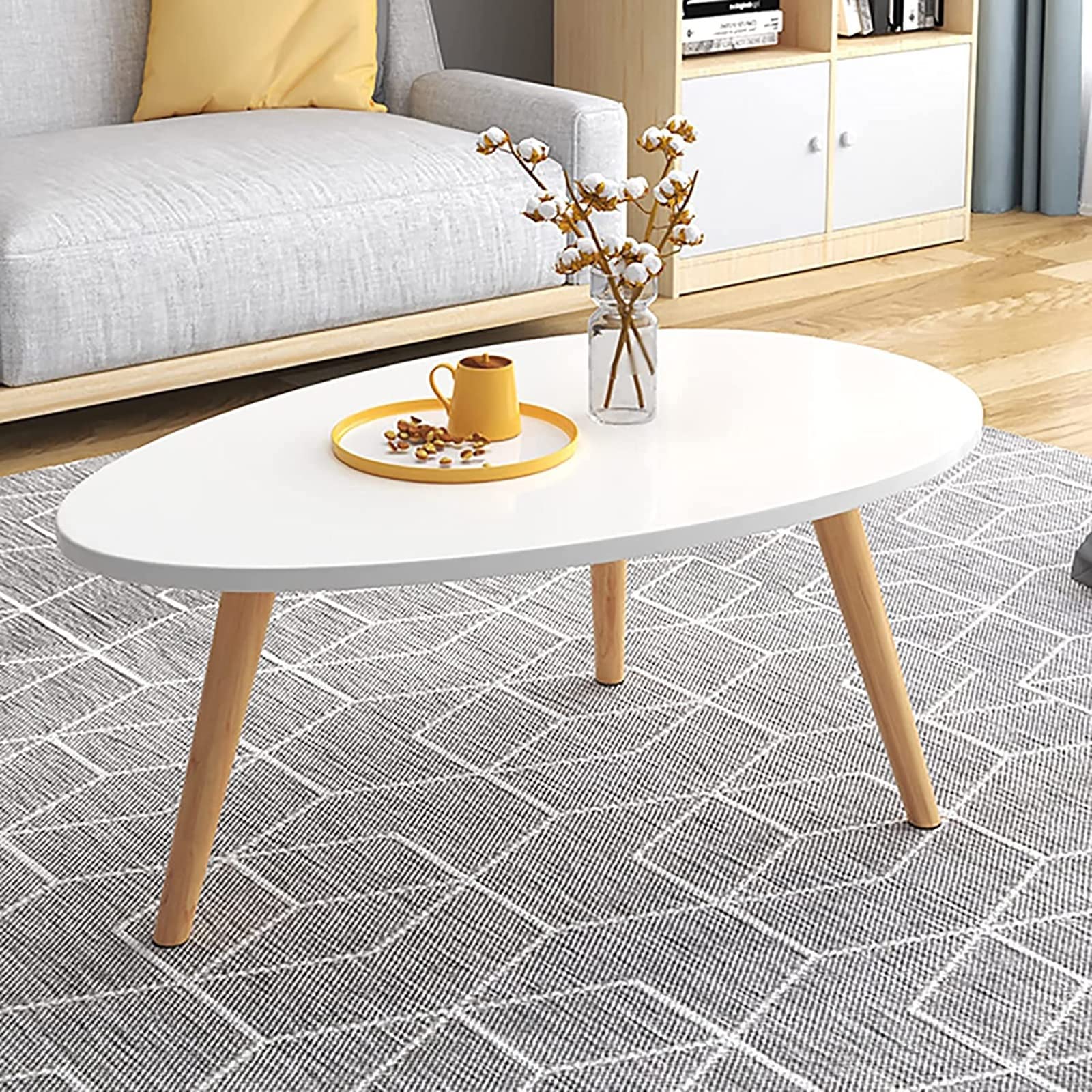 ZXFDM Coffee Table,Living Room Teardrop-shapede Desk, Modern Tea