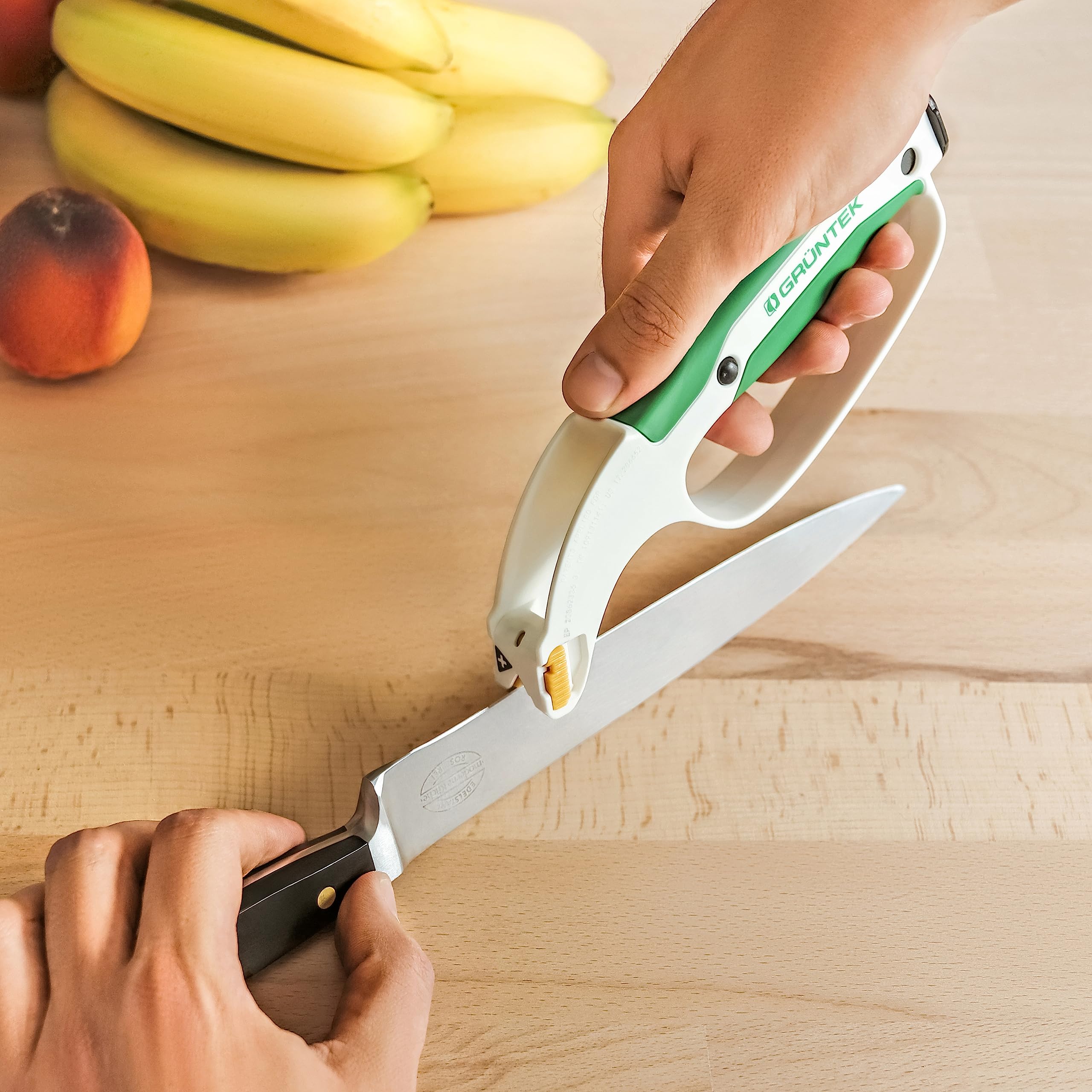 GRÜNTEK Affilatore Affilacoltelli Professionali per Cesoie da Giardino, Scalpelli, Forbici e Coltelli da cucina e Sartoria. Con 7 Cartucce Intercambiabili