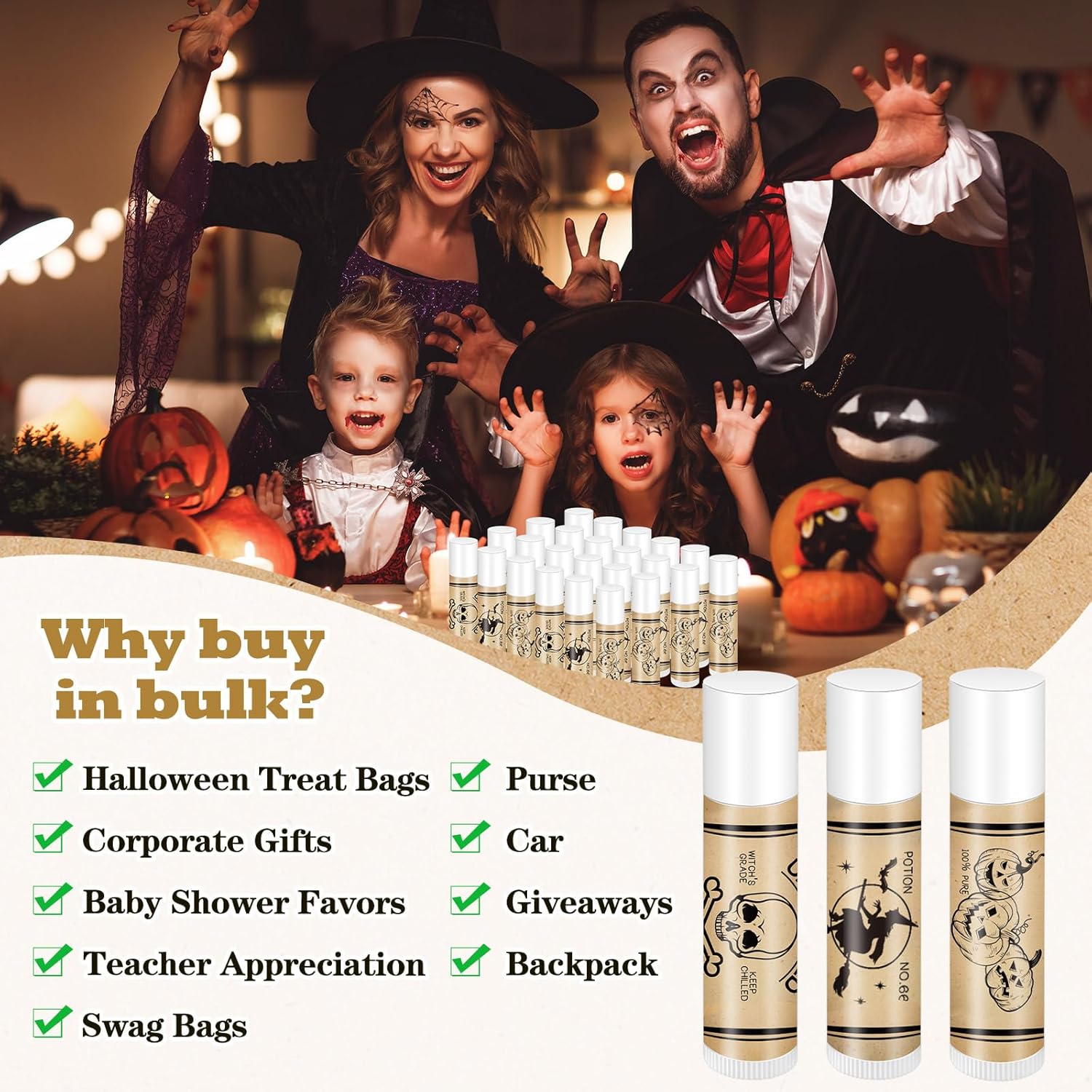 50 Sets Halloween Hand Cream and Lip Balm Gifts Bulk Spooky Skull Halloween Party Favors Vintage Apothecary Boo Basket Goodie Bag Stuffers for Women Adults with Tags & Organza Bags