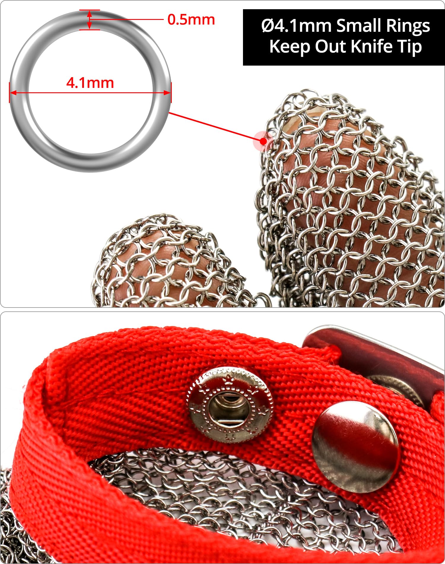 QWORK® Guante Resistente a Cortes para Tareas de Cocina y Uso Laboral - Acero Inoxidable 316L - Guante de Seguridad para Cocina, Jardín y Carpintería (M, 1 pieza)
