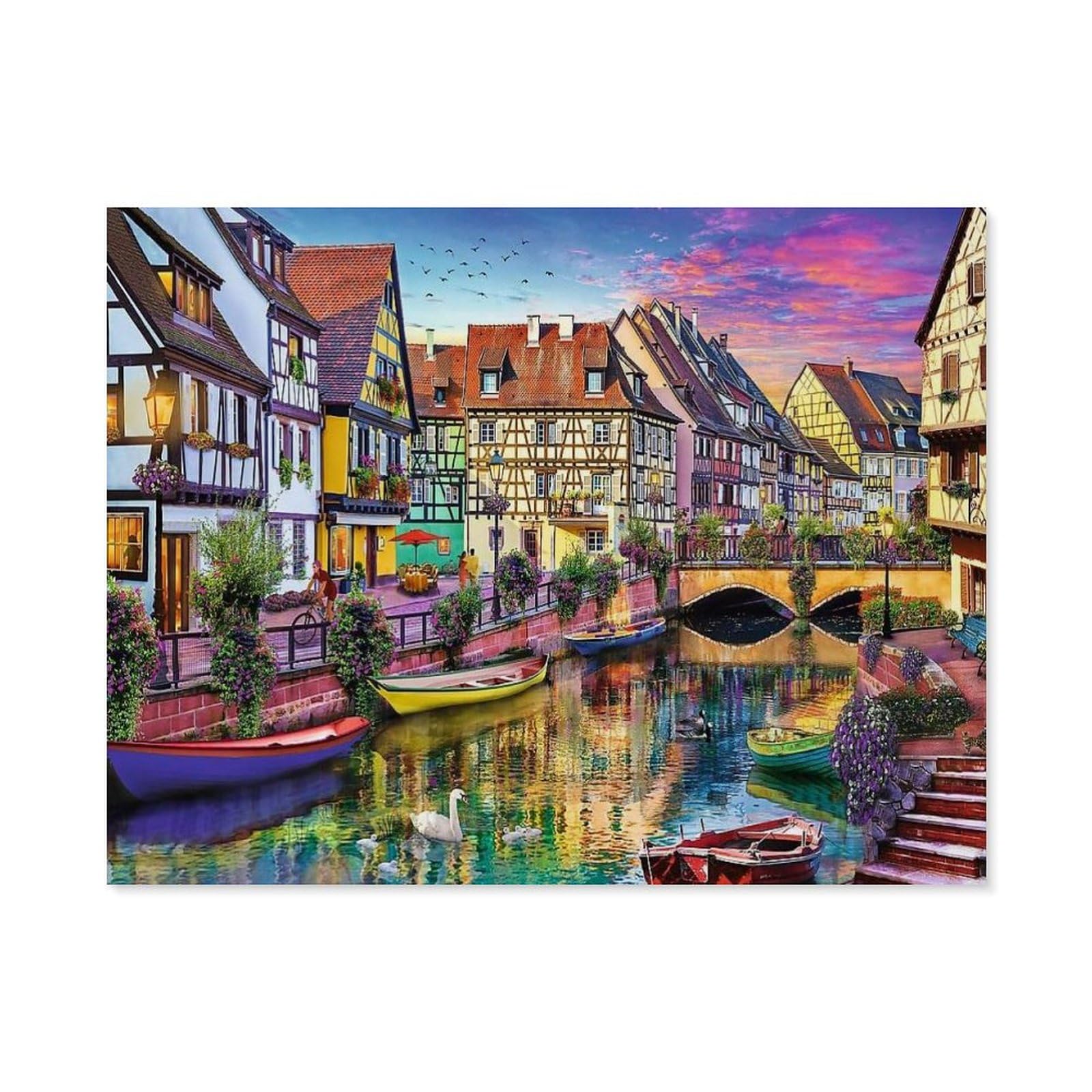 Paint by Numbers for Adults，Colmar, France，DIY Oil Painting Kits for Adults Kids without Frame with Brushes and Acrylic Pigment Paint by Numbers Canvas Arts Crafts for Home Wall Decor(40x50cm）-D16