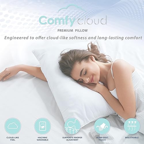 Miniatura 3 de Original Comfy Cloud - Almohada de lujo prémium  Alternativa al plumón tamaño Queen  Suave y cómoda  Lavable a máquina, de larga duración,