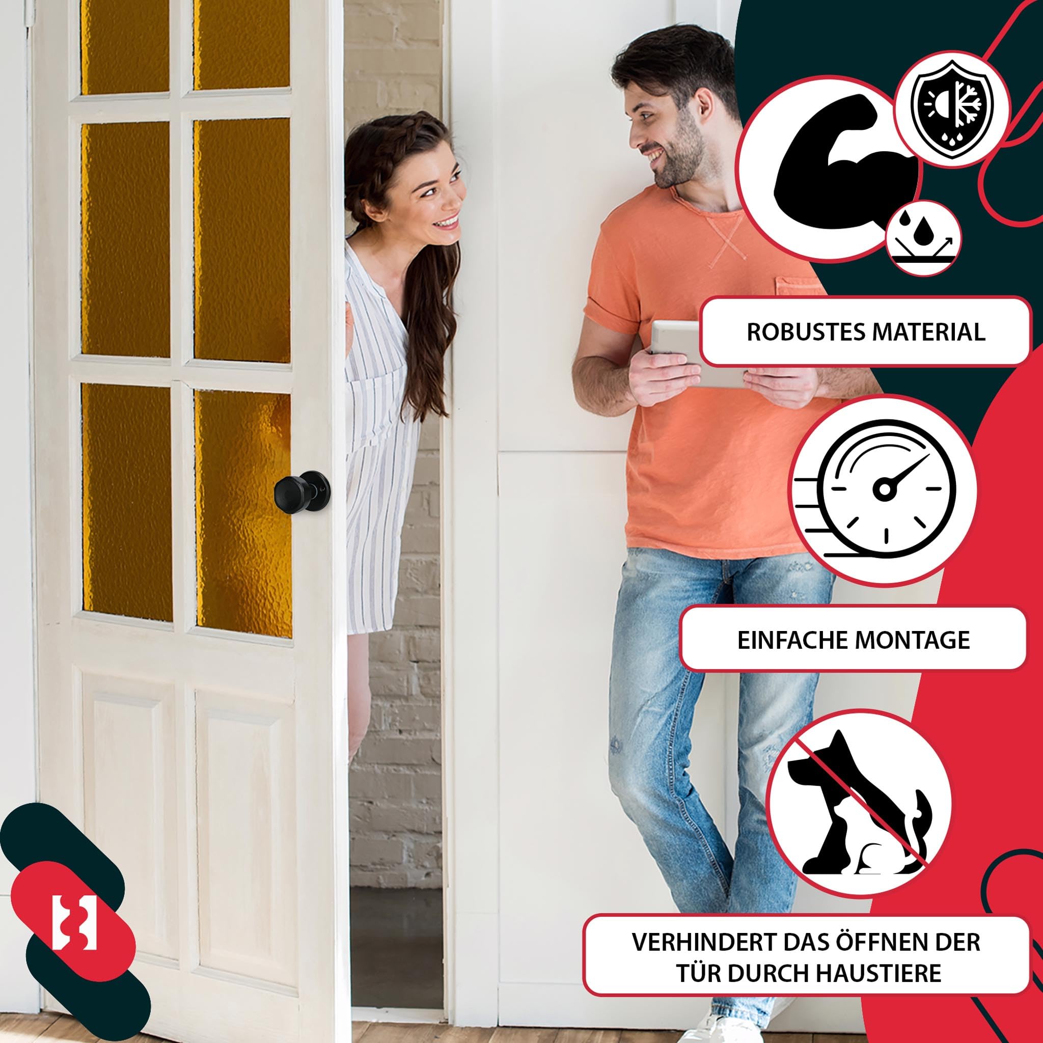 KOTARBAU® Gałka do drzwi obrotowa 5 kolorów okucie drzwiowe kulka do drzwi stal lakierowana gałka kulkowa gałka do drzwi gałka obrotowa drzwi drzwi uchwyt 1 szt. wytrzymały top (czarny)