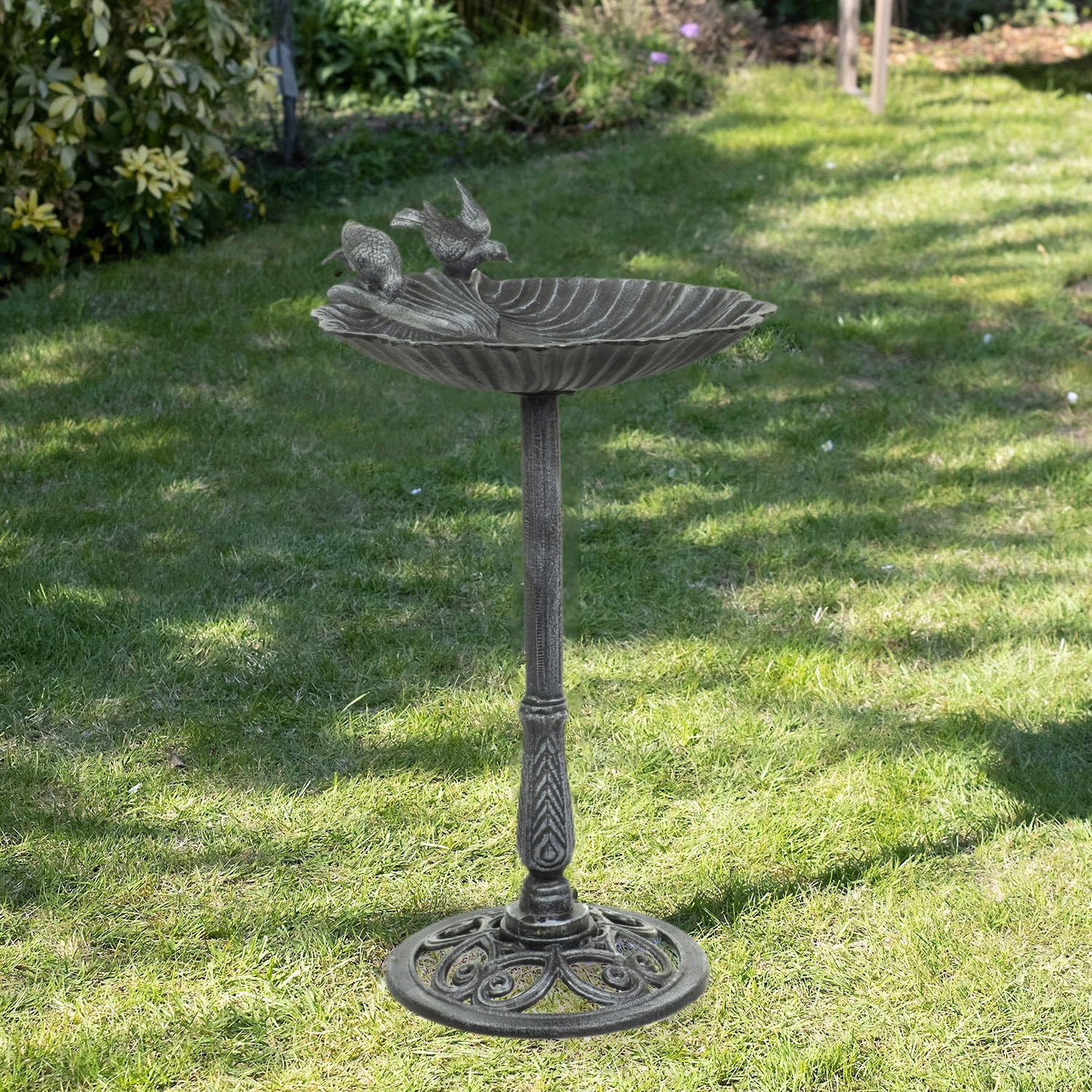 KHayRovies Abbeveratoio per uccelli, Mangiatoia per uccelli selvatici, 92 x 27.5 cm, in metallo, decorazione da giardino per aiuole o balconi