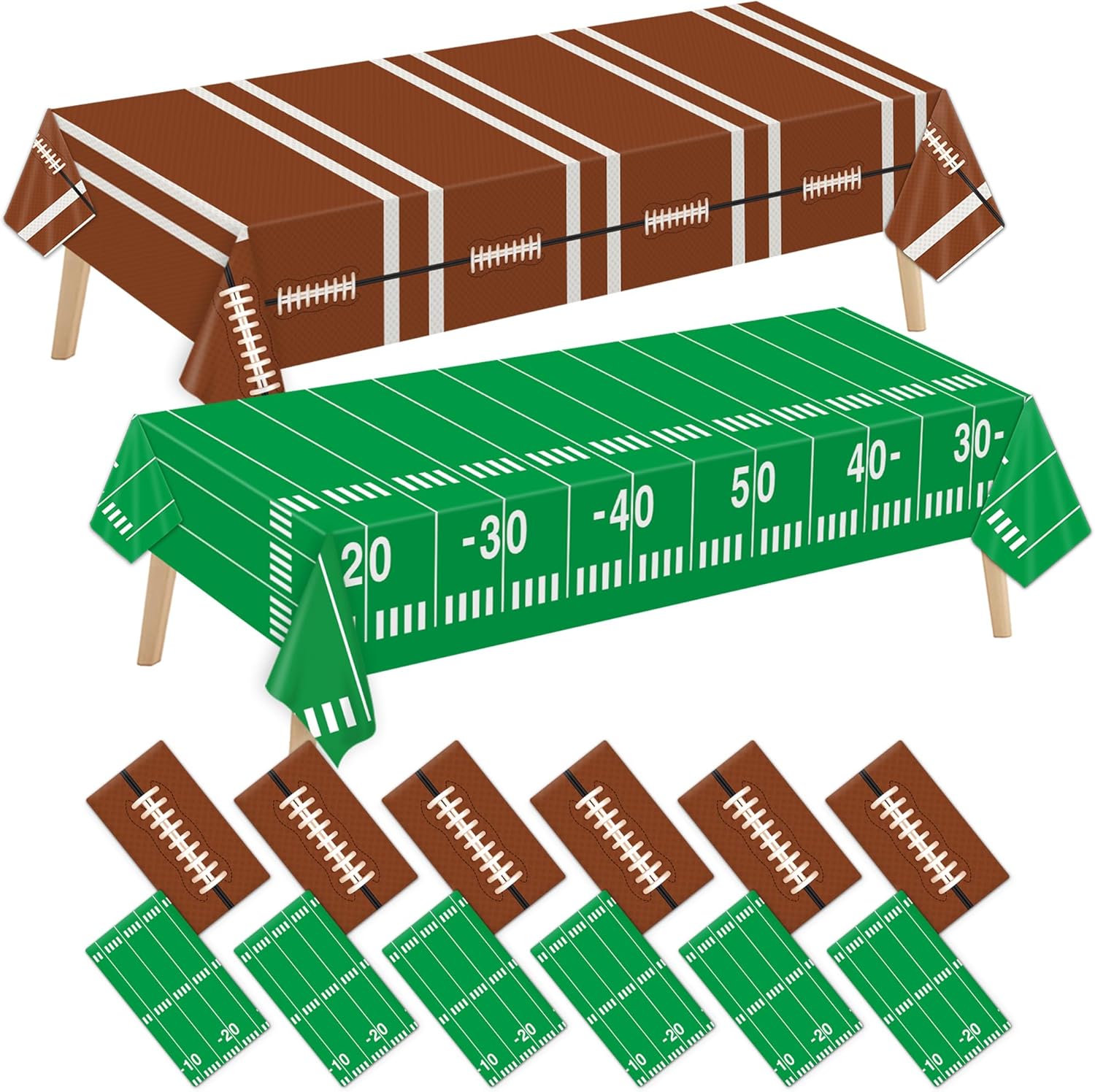 Qyeahkj 12pcs Football Party Tablecloth Supplies Disposable Plastic Sports Theme Table Covers Football Birthday Party Table Cloths for Game Day Tailgate Children's Day Father's Day Party Baby Shower