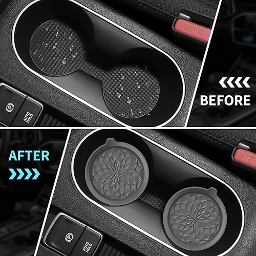 Miniatura 5 de ME.FAN Posavasos de silicona para automóvil (paquete de 4), accesorios interiores universales antideslizantes empotrados, insertos para portavasos