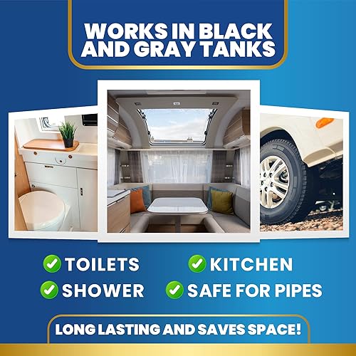 Miniatura 4 de Adios! Tratamiento y desodorante para tanque de retención RV  Digiere residuos, tejidos, papel para tanques grises y negros  1 galón (128 onzas)