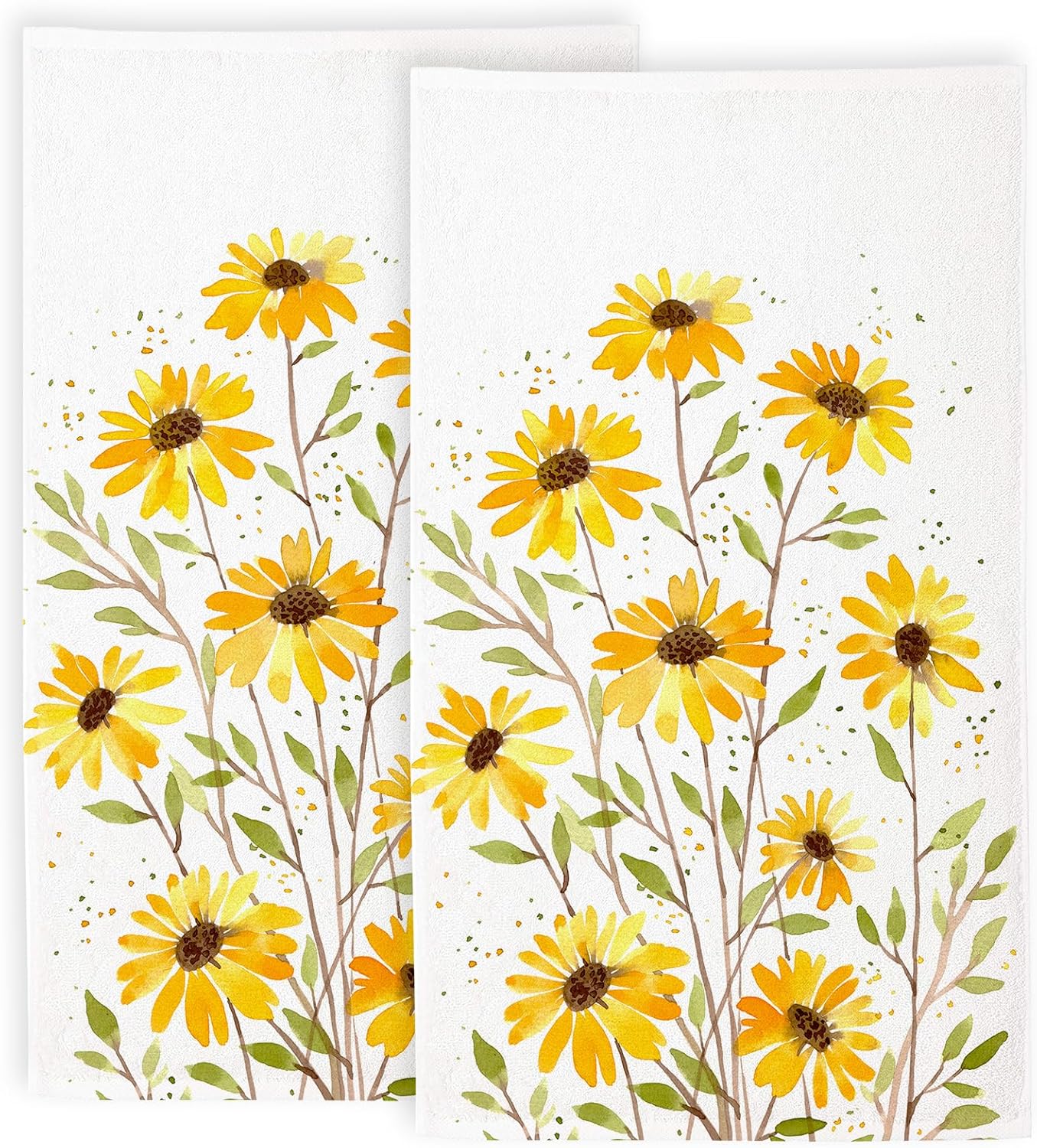 Vintage Sunflower Bathroom Hand Towels, Floral Bath Hand Towel for Decorative Fingertip Towels Set of 2 for Home Bathroom Spa Hotel Gym 14"X28"