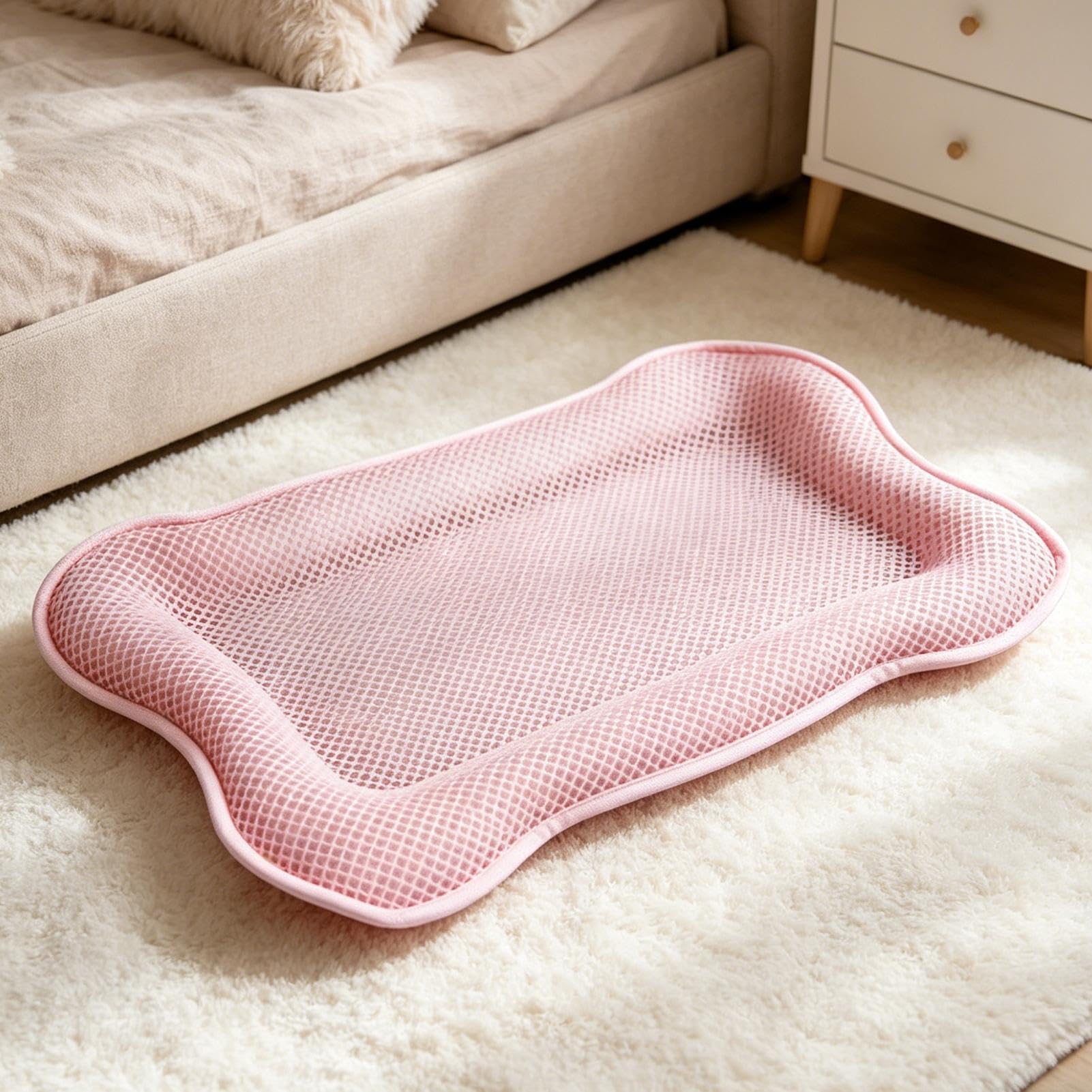 Generico Tappetino Rinfrescante Cani | 41,9 x 57,9 cm Forma a osso lavabile - Tappetino Rinfrescante Estivo Gatti,per Interni Esterni Casa Balcone Auto Viaggio Patio Trasportino Spiaggia