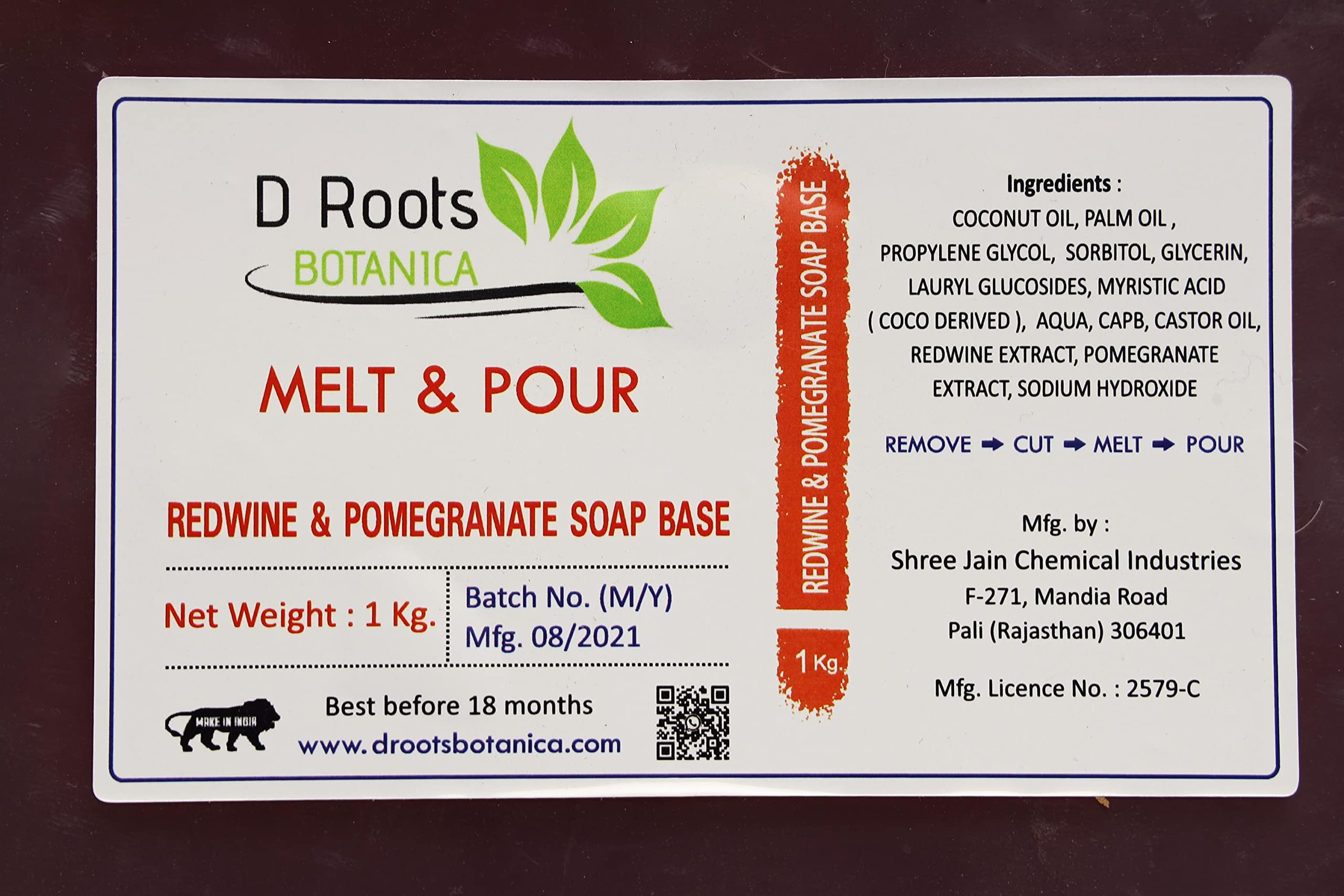 Roots D Botanica Red Wine Extract and Pomegranate Soap Base 1000gm