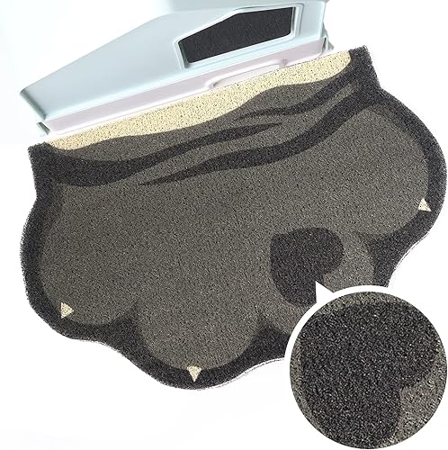 Rarenut Bonita alfombrilla para atrapar arena para gatos de 24 x 16 pulgadas, atrapa el desorden de la caja de arena y el tazón de comida para