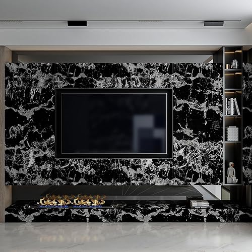 Miniatura 9 de HOLOMEY Papel de contacto de mármol negro de 24 x 354 pulgadas, papel tapiz autoadhesivo extraíble de vinilo decorativo Wll para dormitorio, baño,