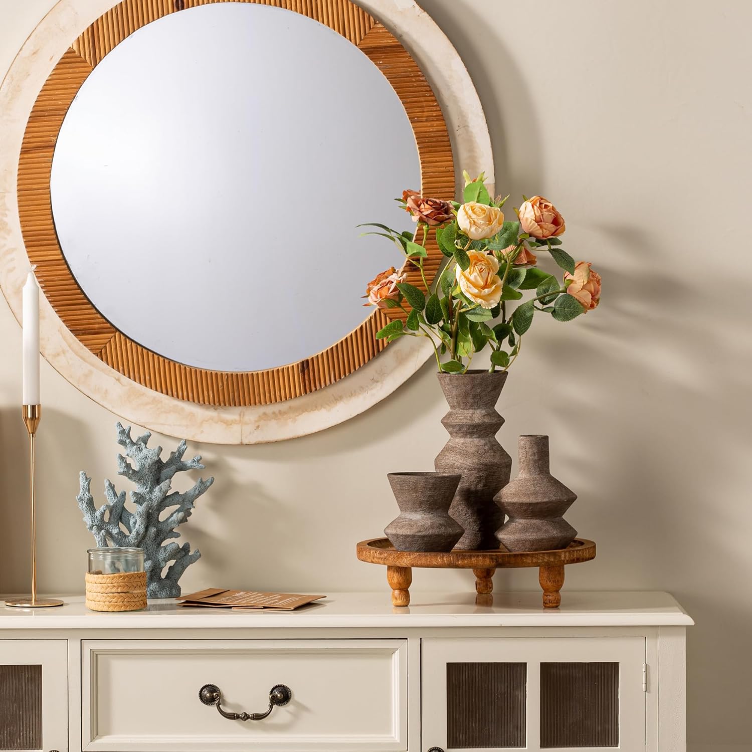 Ceramic Vase Home Table Decor - Brown Flower Vase Set of 3 Living Room Kitchen Decorations Farmhouse Modern Rustic Vases Decorative Centerpiece for Shelf Bedroom Office Bathroom Dining Coffee Desk - Image 9