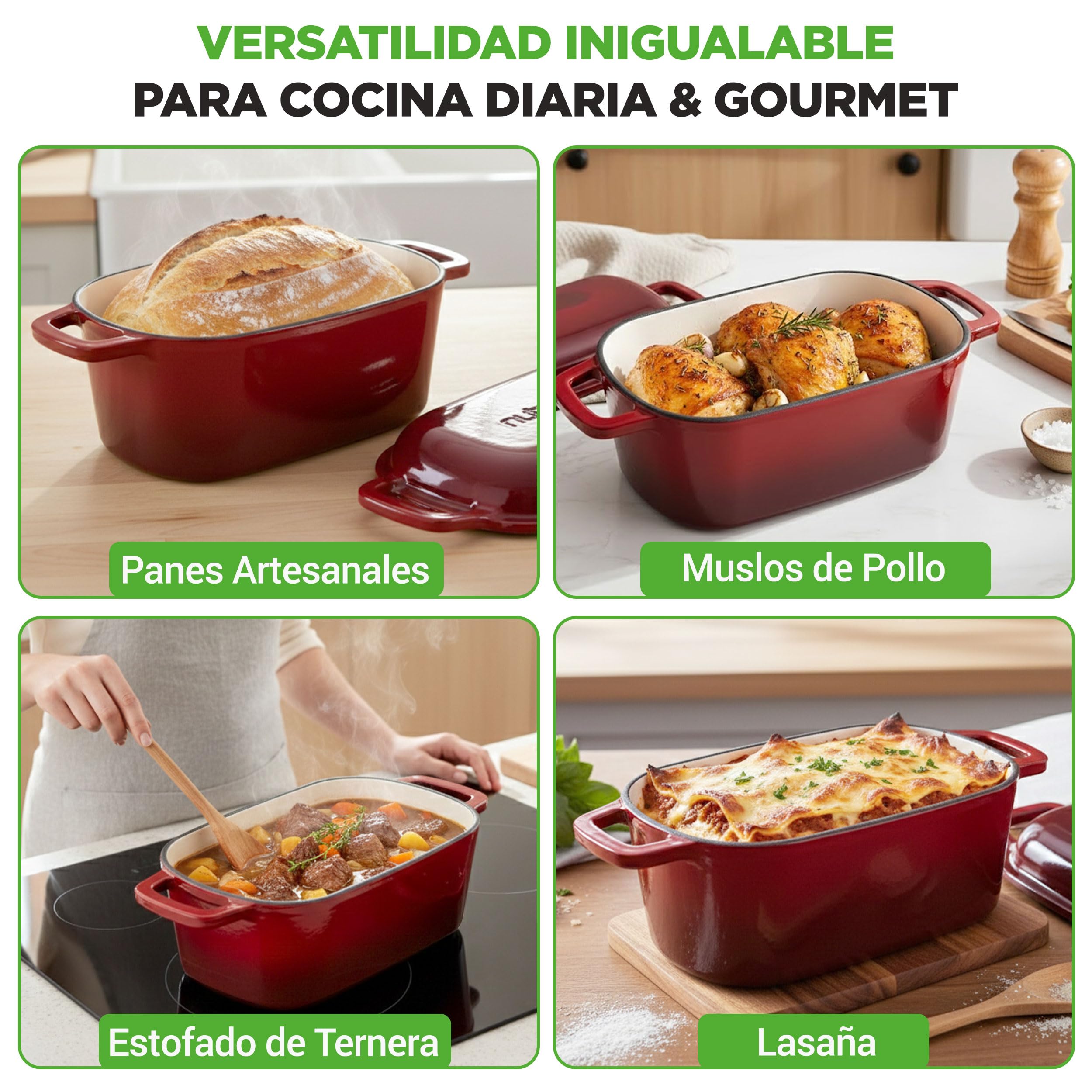 NutriChef Horno Holandés Ovalado para Masa Madre, Molde para Pan Artesanal con Tapa, Hierro Fundido Esmaltado, Con Guantes de Silicona 29.5cm