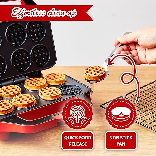 Miniatura 7 de Mini waflera para niños, pequeña plancha antiadherente para gofres, hace gofres finos de 8 x 2 pulgadas, fácil de usar, Waflera Electrica, recetas